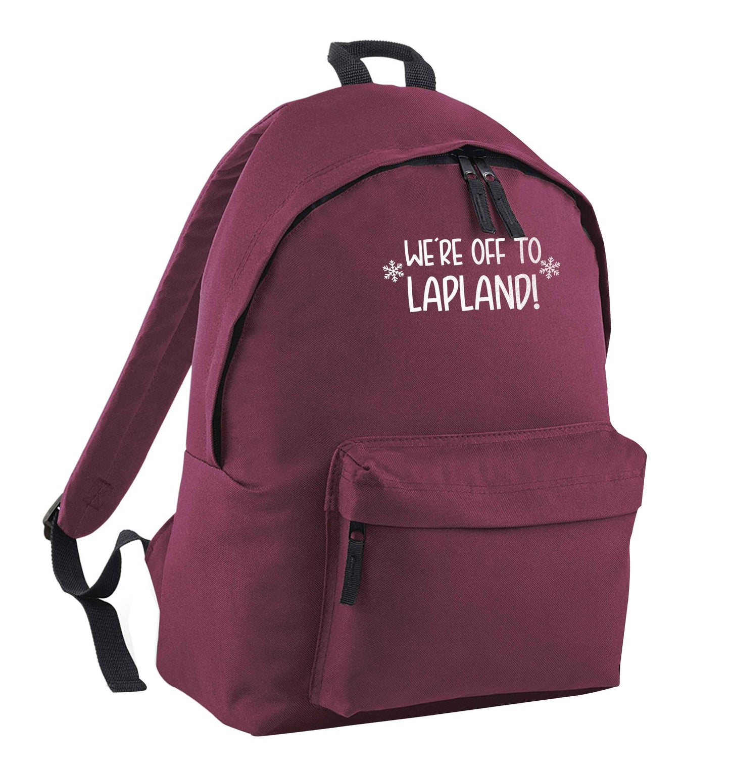 We're off to Lapland maroon adults backpack