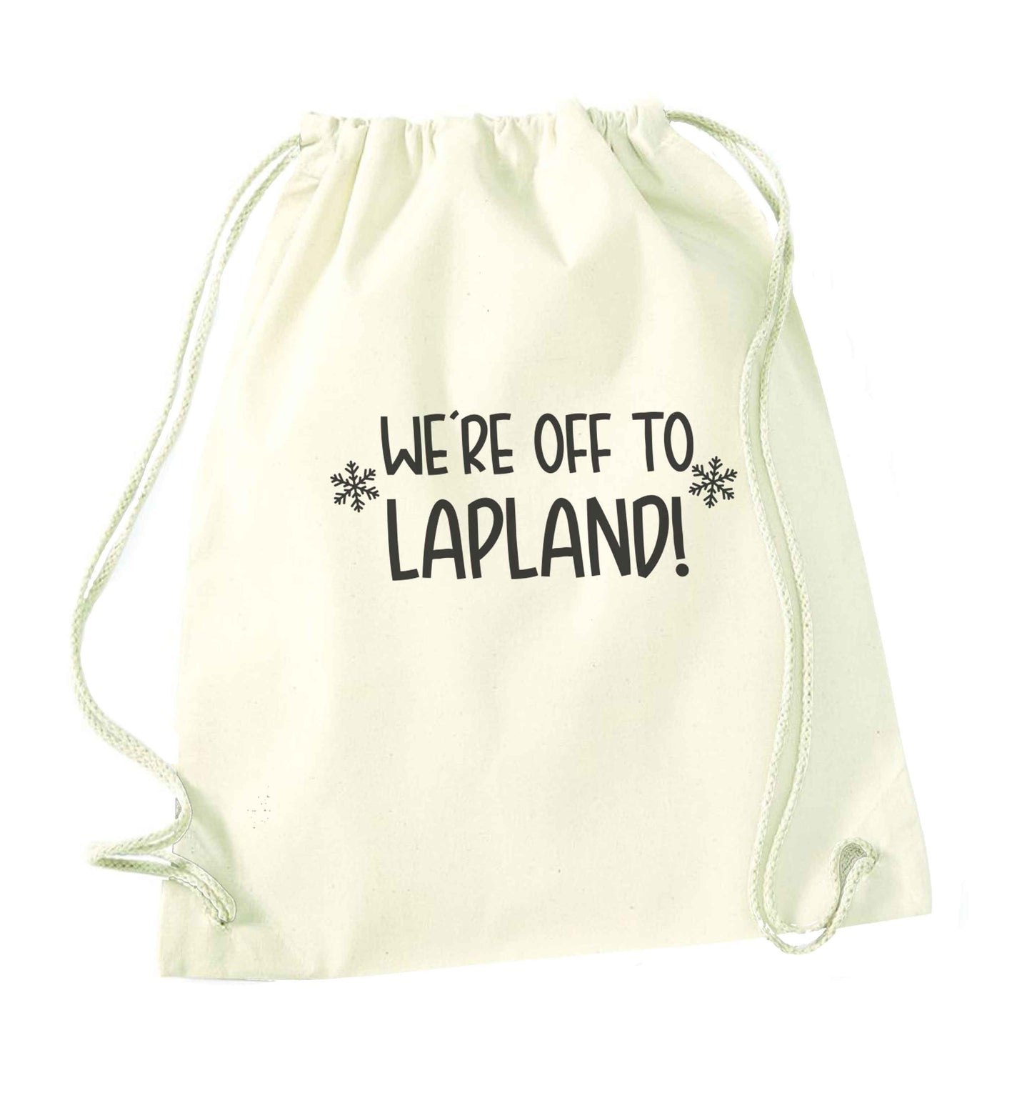 We're off to Lapland natural drawstring bag