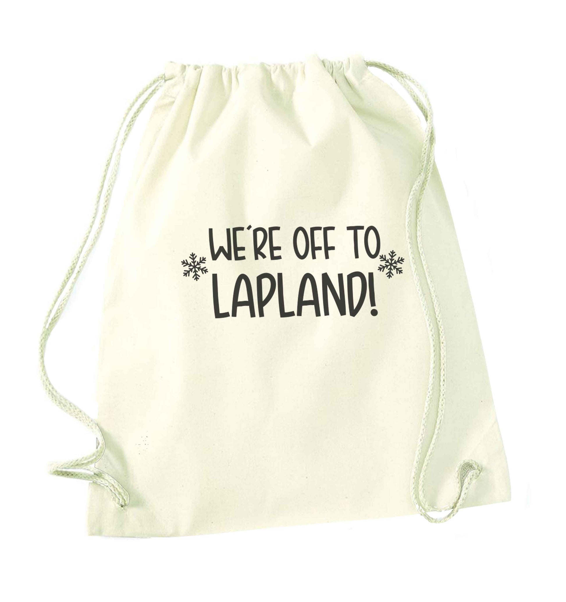 We're off to Lapland natural drawstring bag
