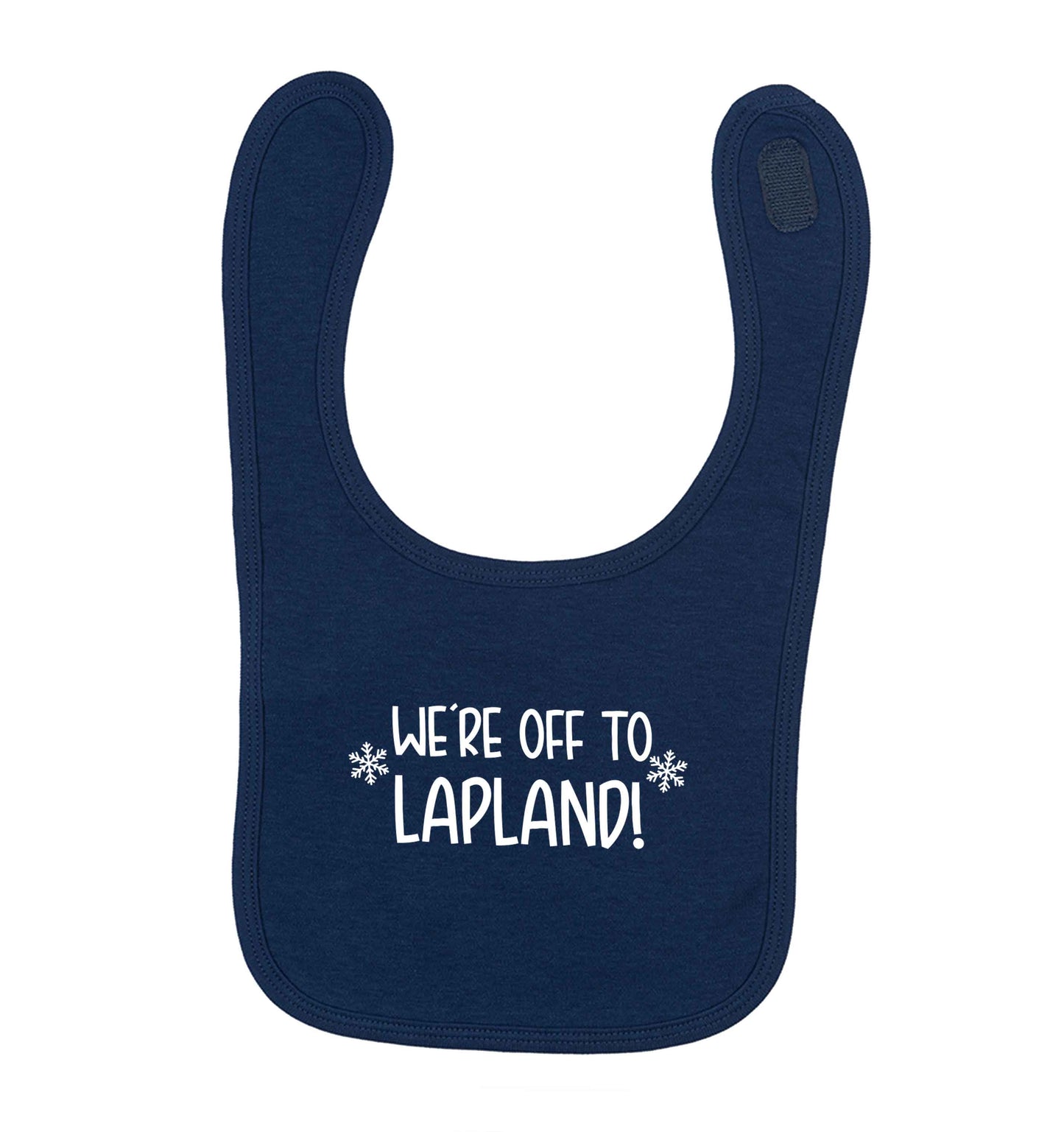 We're off to Lapland navy baby bib