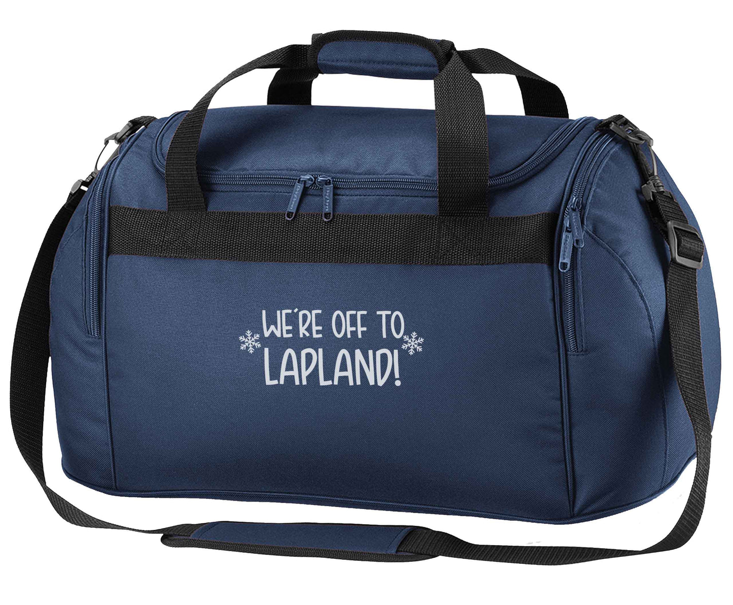 We're off to Lapland navy holdall / duffel bag