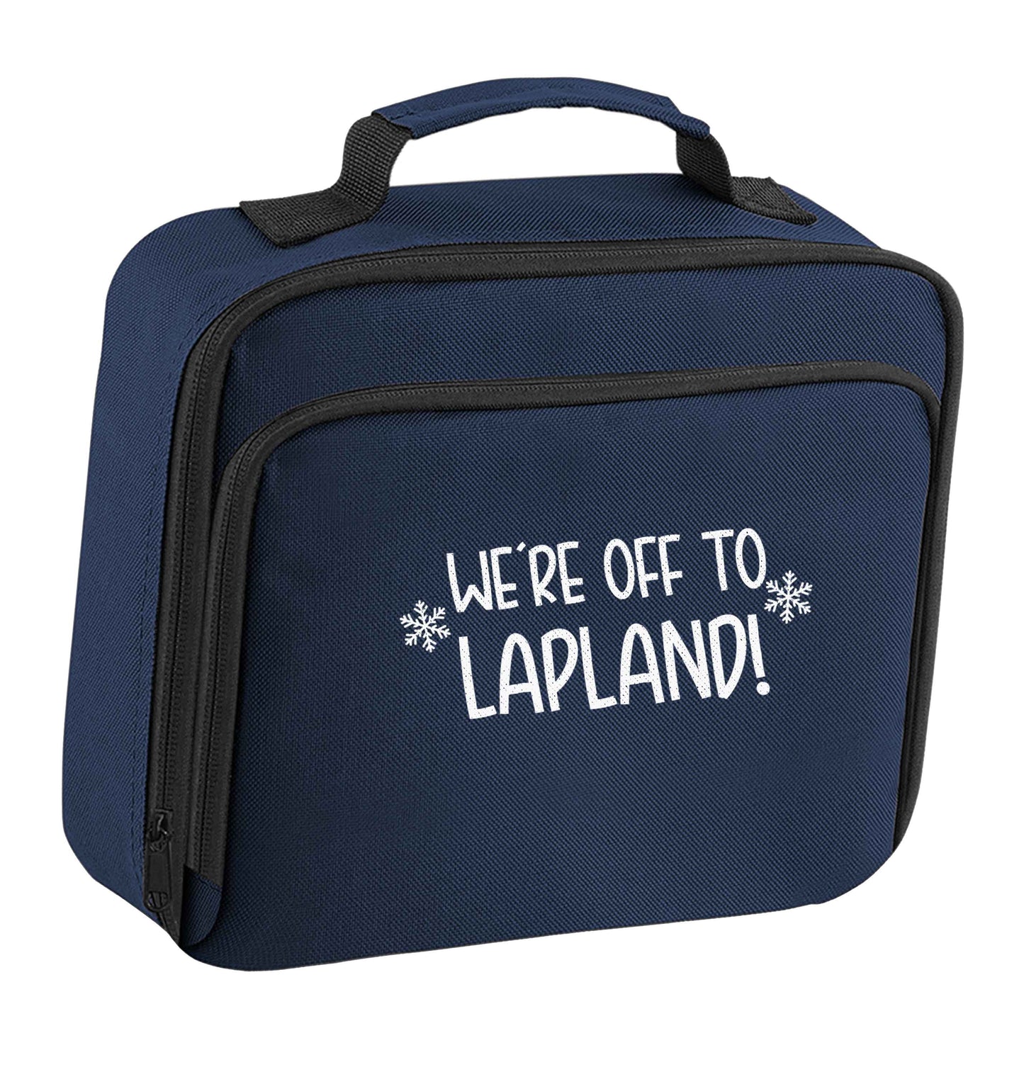 We're off to Lapland insulated navy lunch bag cooler