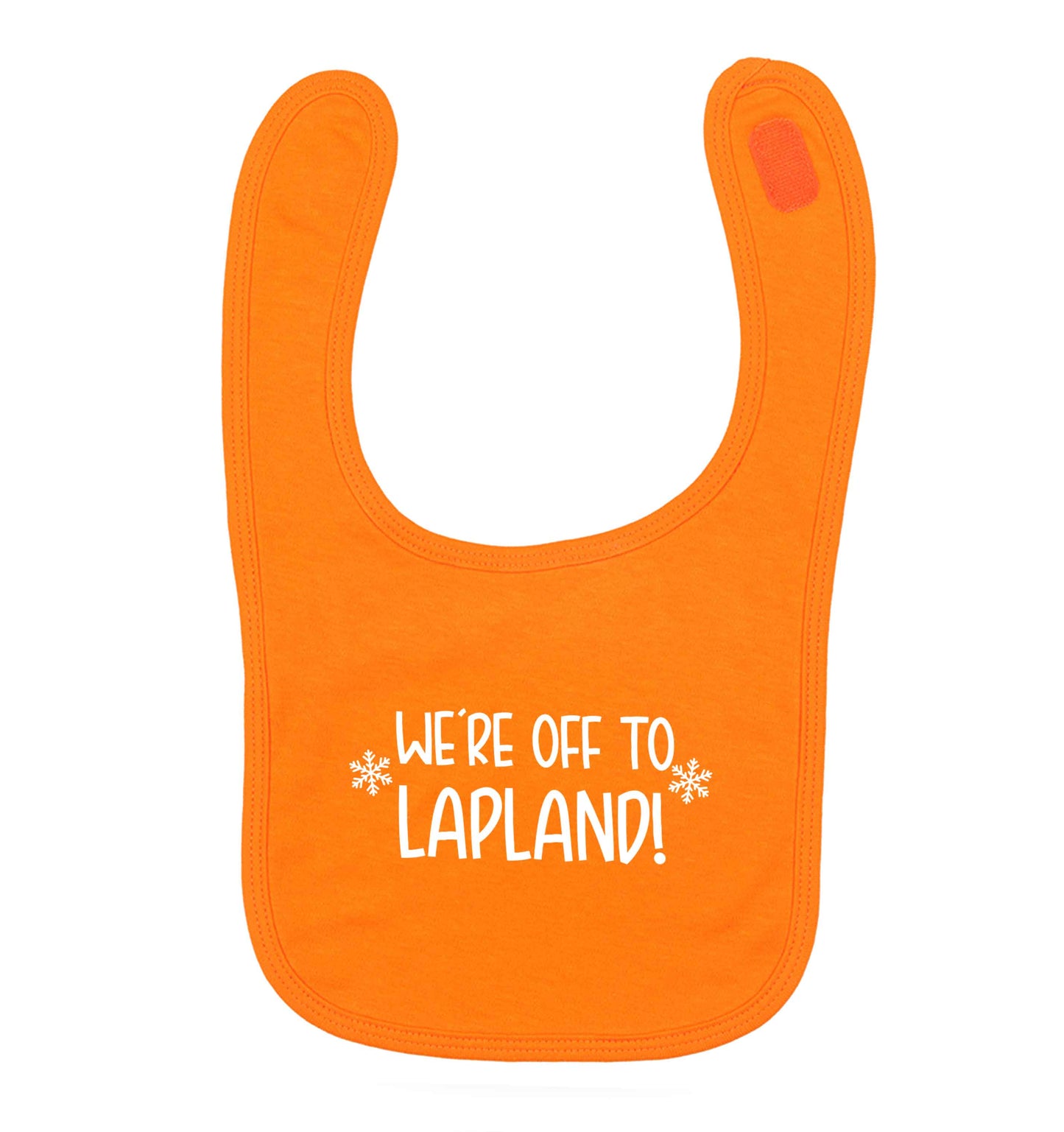 We're off to Lapland orange baby bib