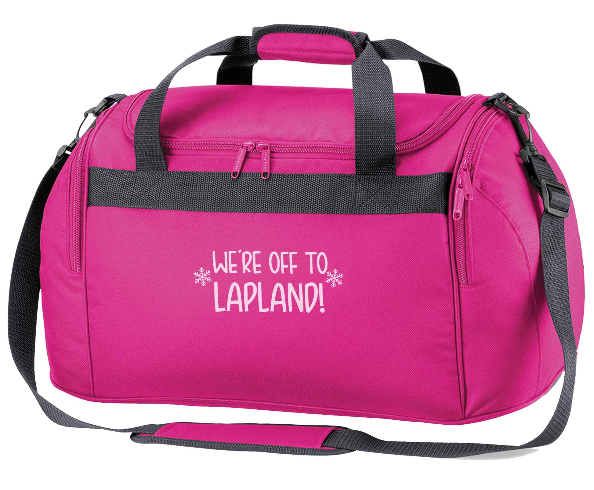 We're off to Lapland pink holdall / duffel bag