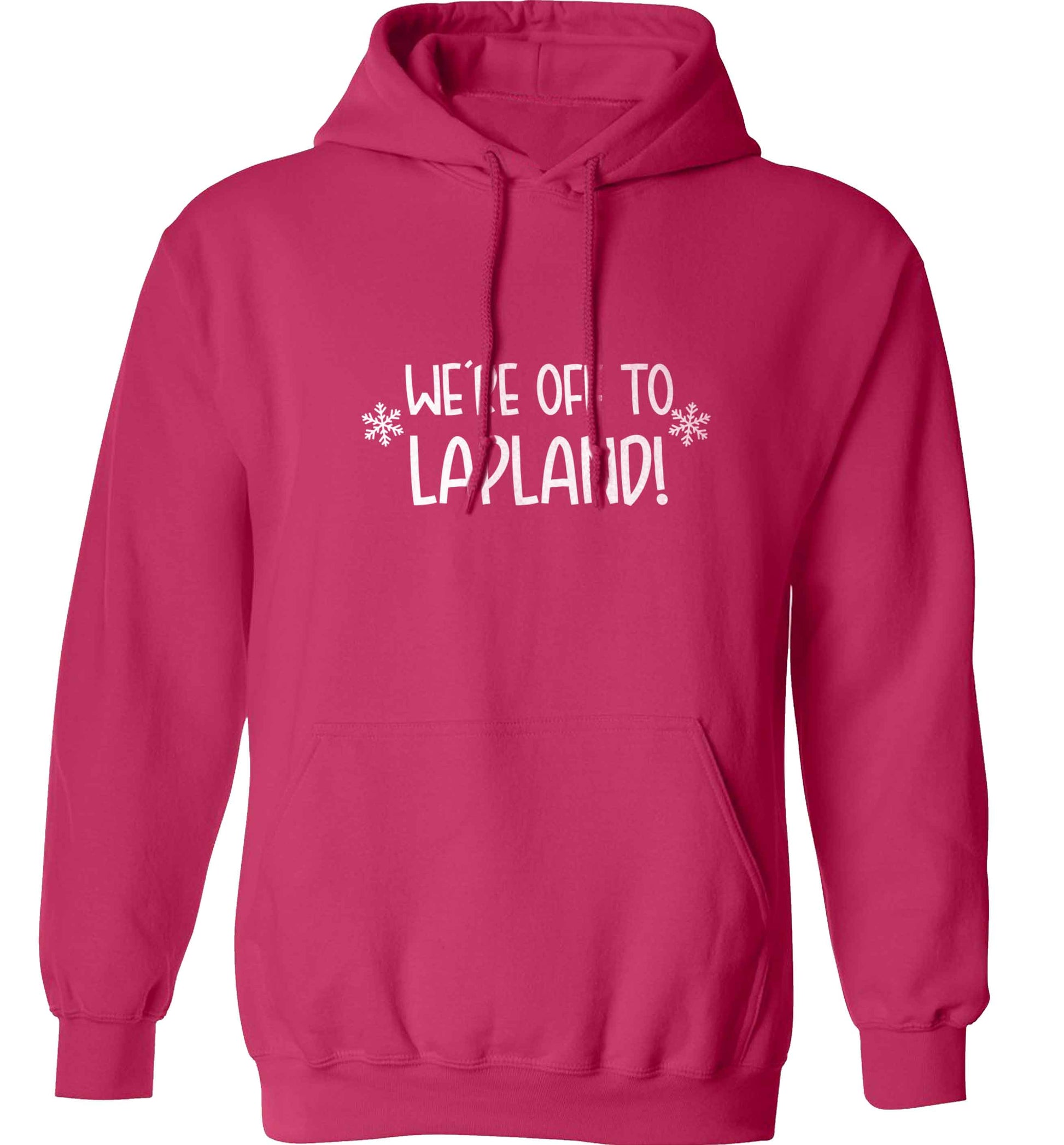 We're off to Lapland adults unisex pink hoodie 2XL