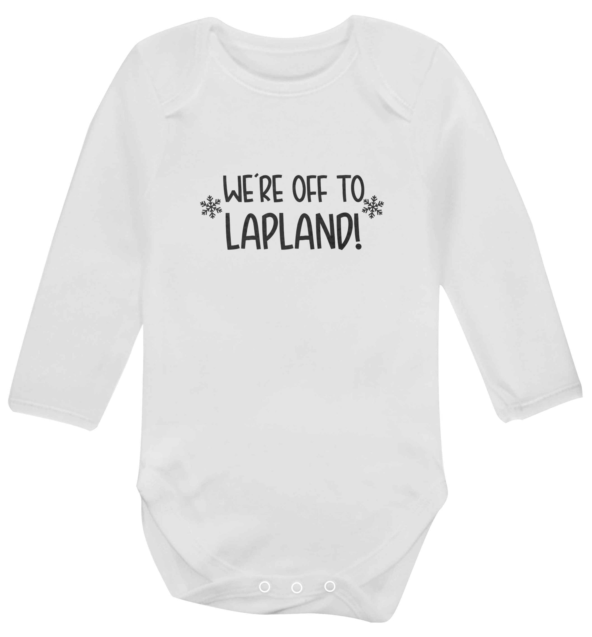 We're off to Lapland baby vest long sleeved white 6-12 months