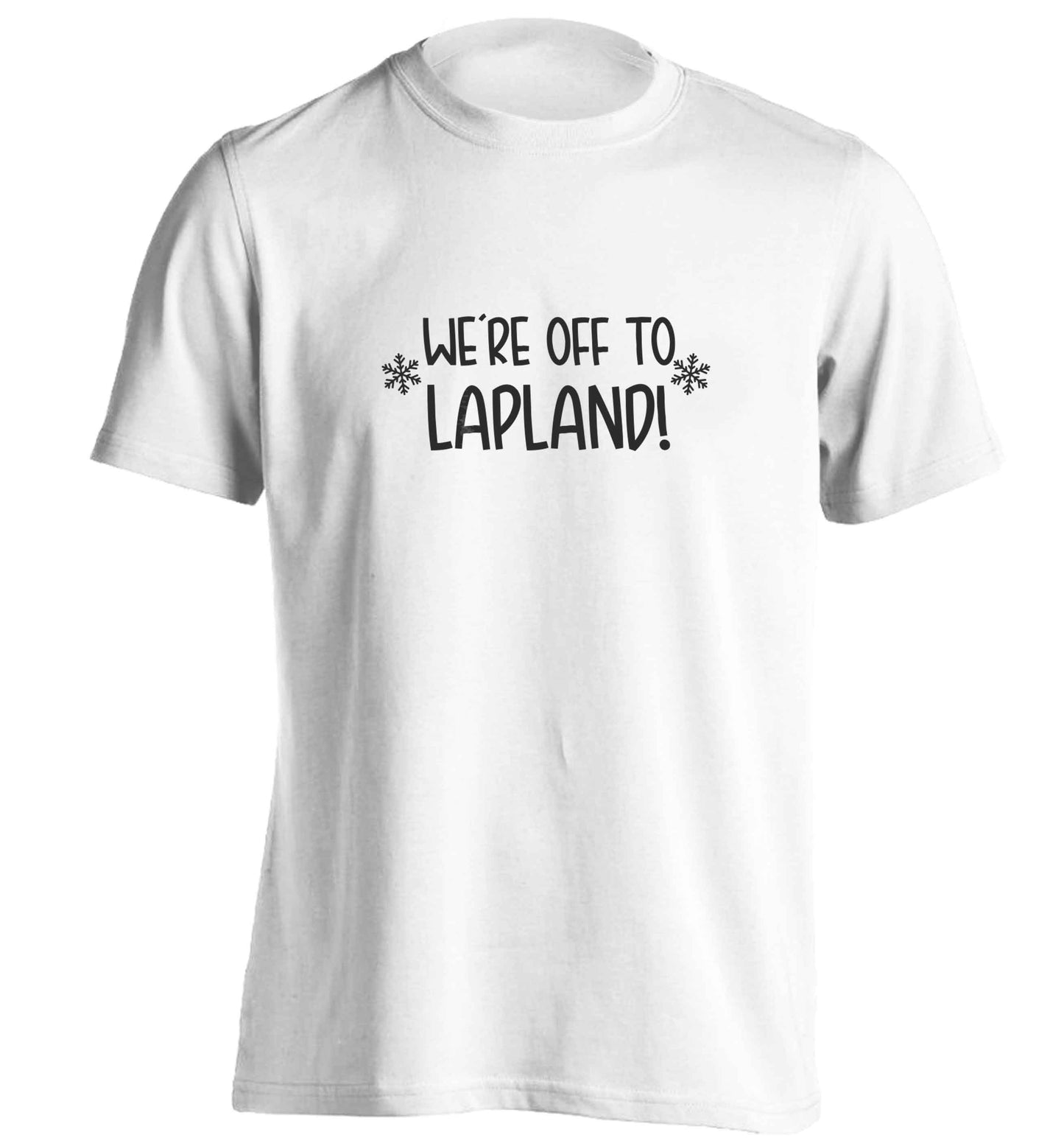 We're off to Lapland adults unisex white Tshirt 2XL