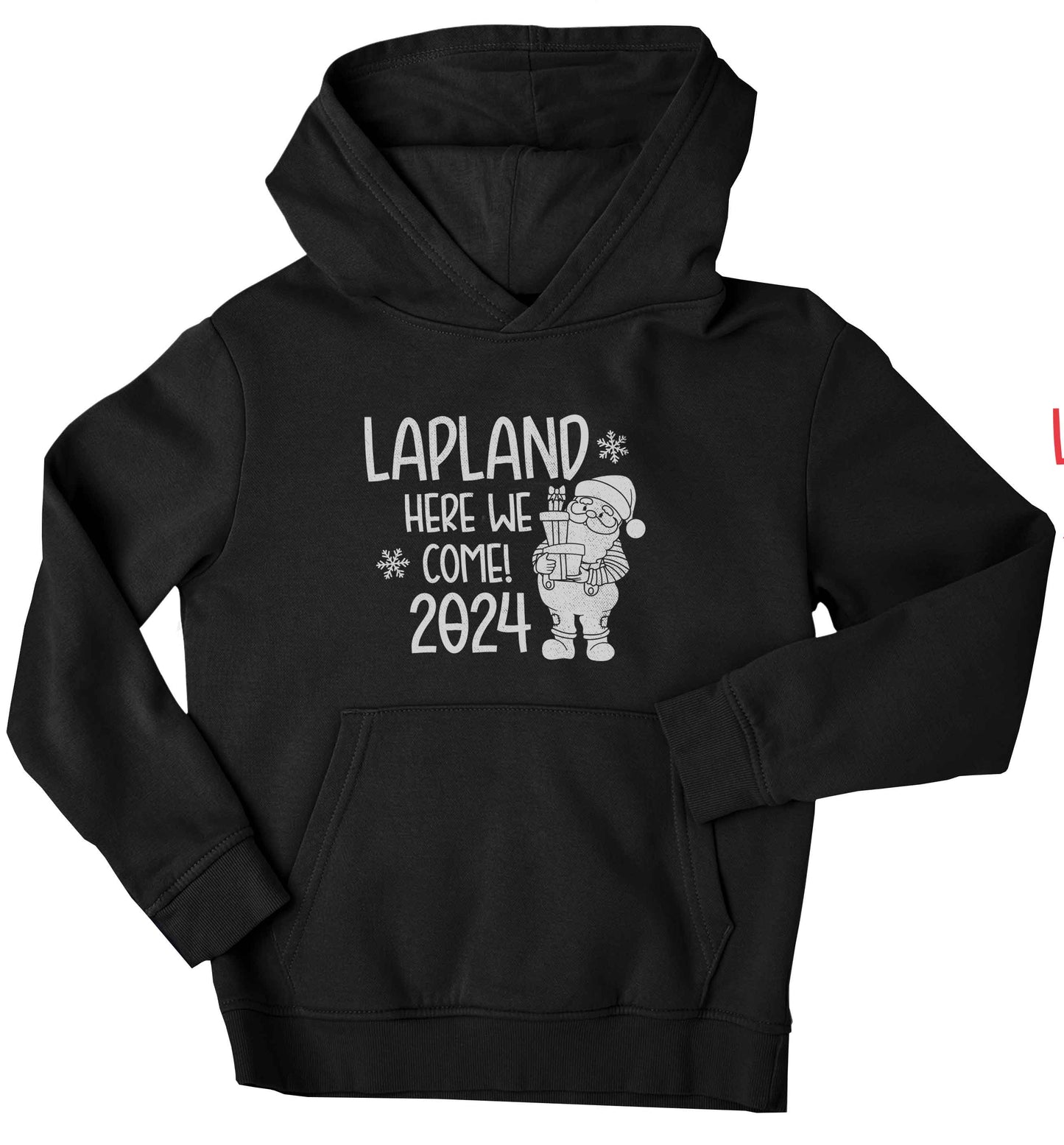 Lapland here we come children's black hoodie 12-13 Years