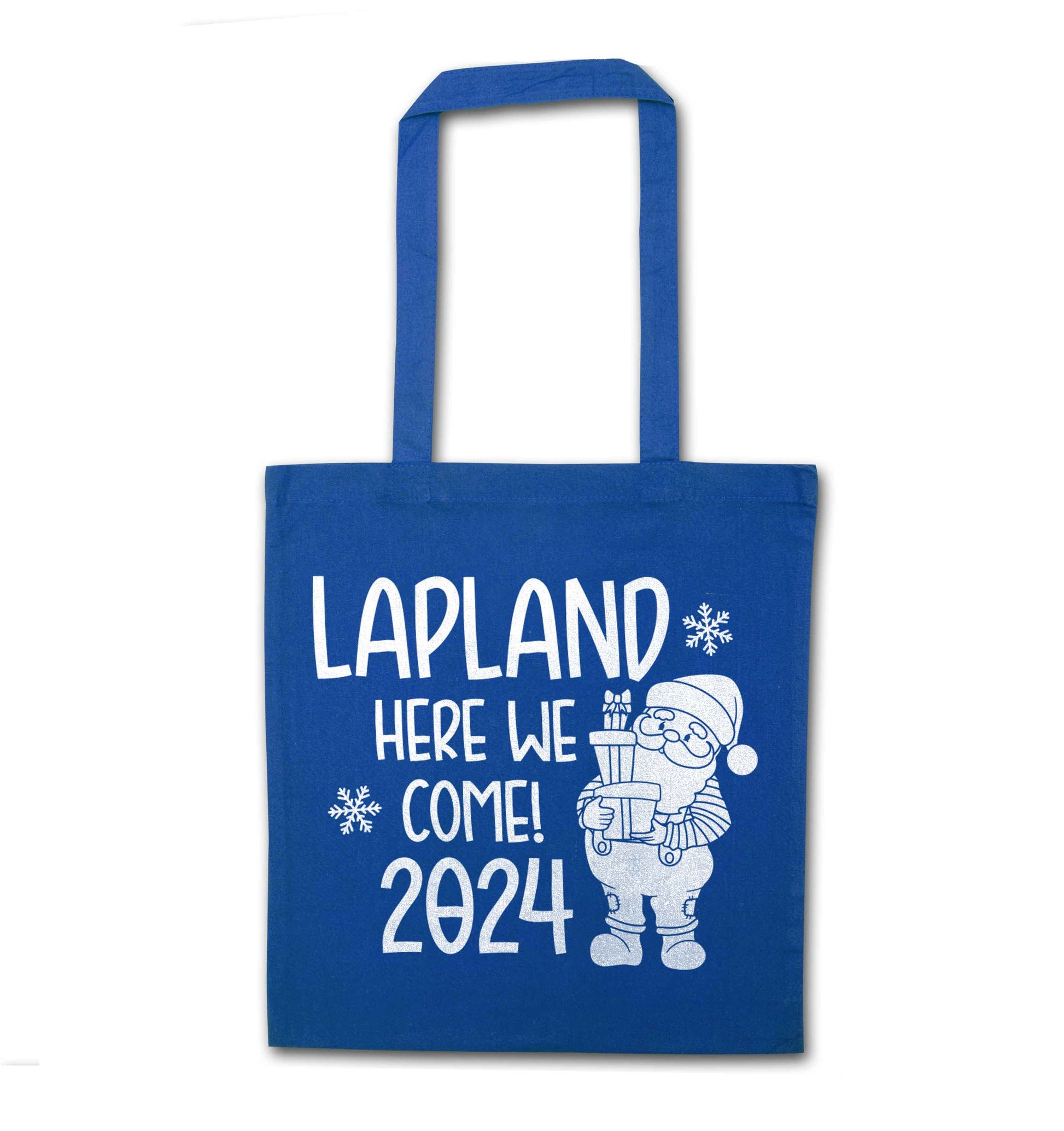 Lapland here we come blue tote bag
