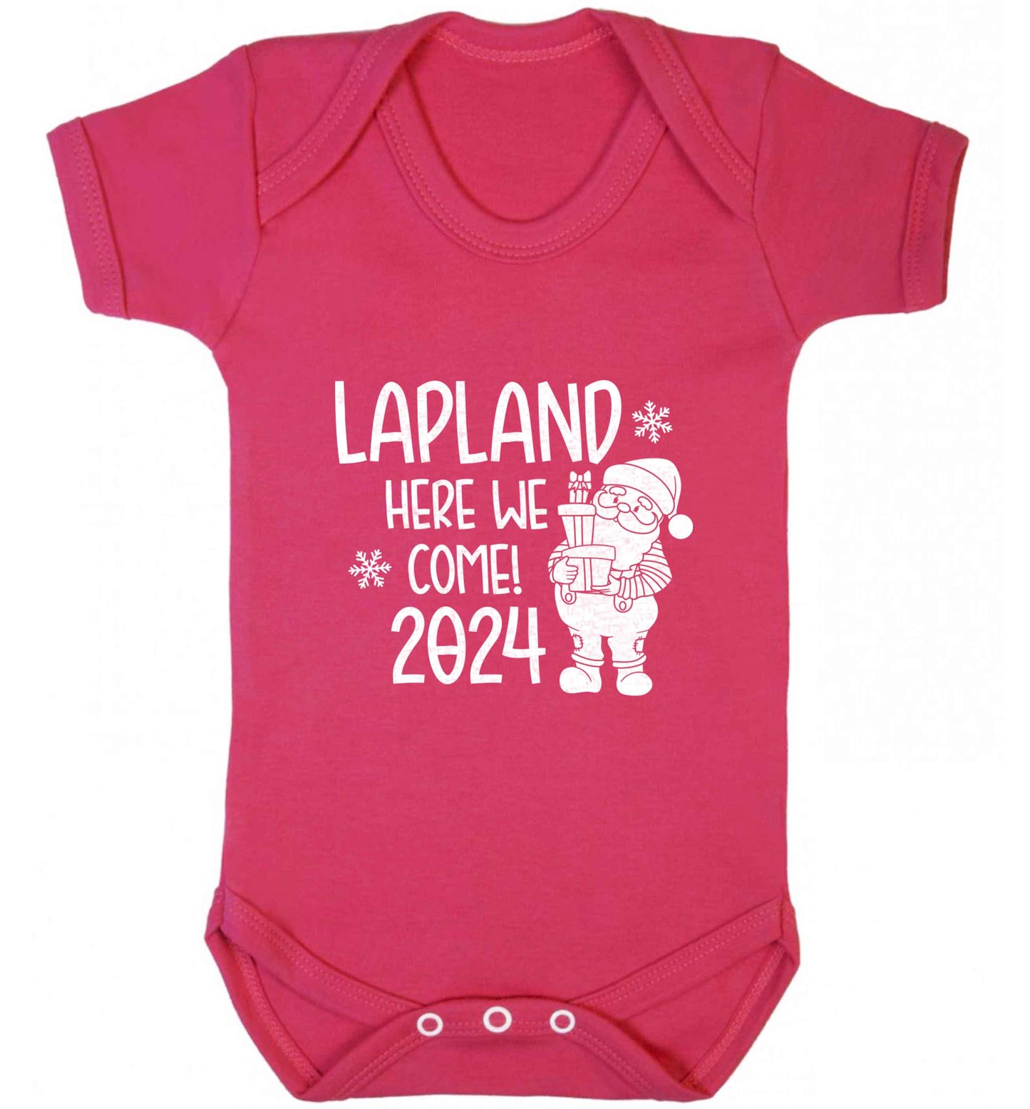 Lapland here we come baby vest dark pink 18-24 months