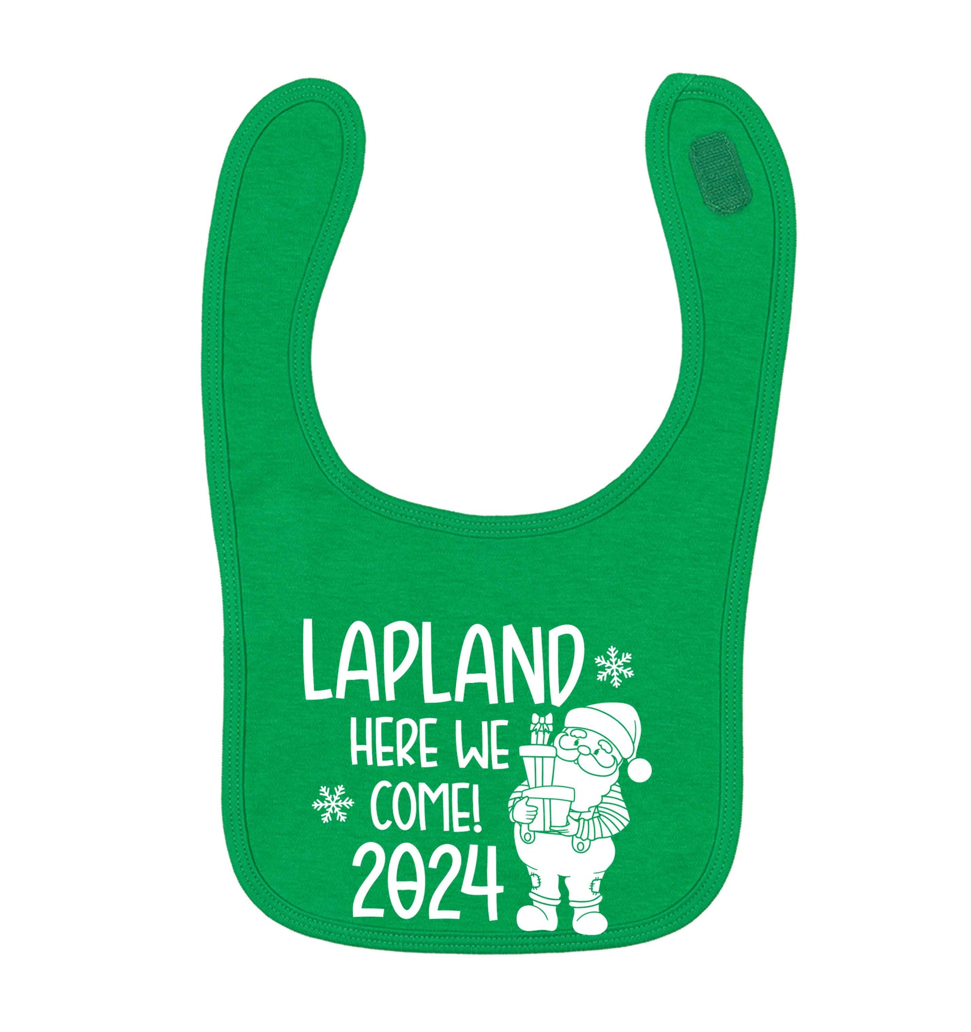 Lapland here we come green baby bib