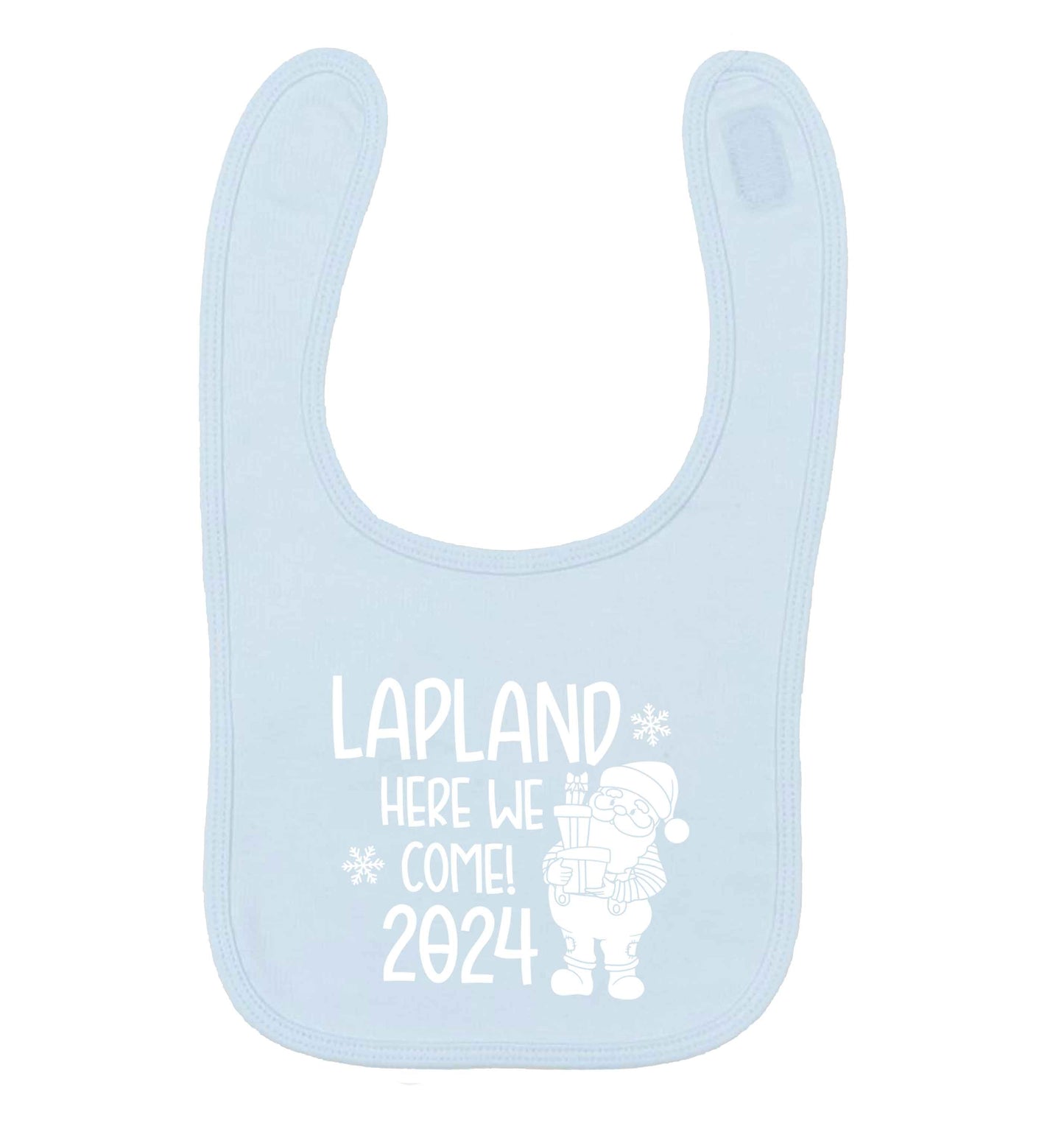 Lapland here we come pale blue baby bib