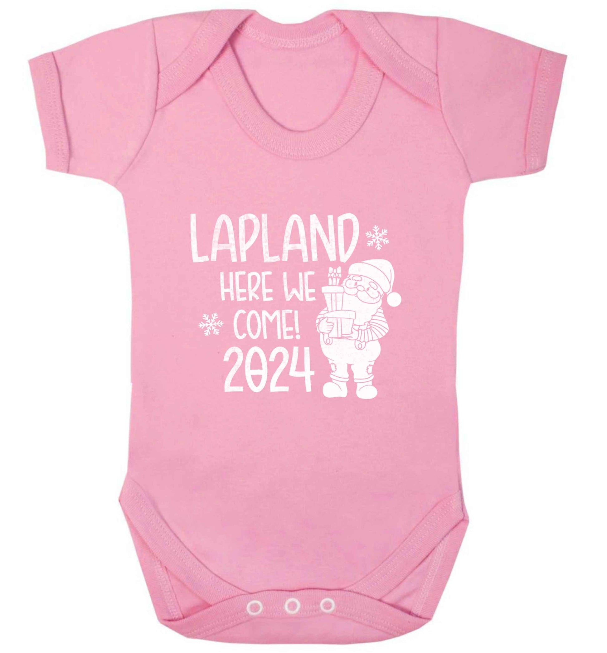 Lapland here we come baby vest pale pink 18-24 months