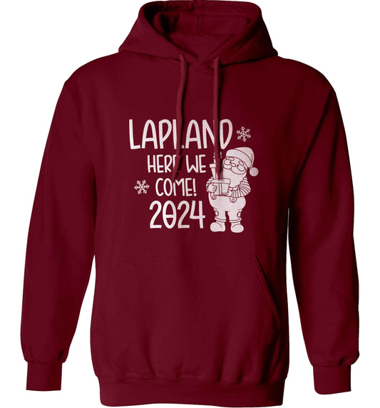 Lapland here we come adults unisex maroon hoodie 2XL