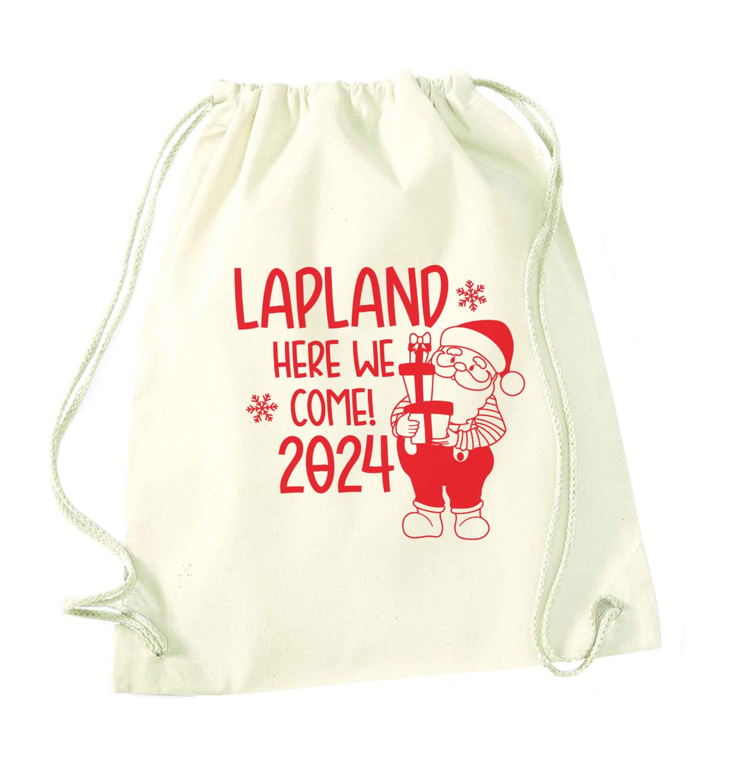 Lapland here we come natural drawstring bag