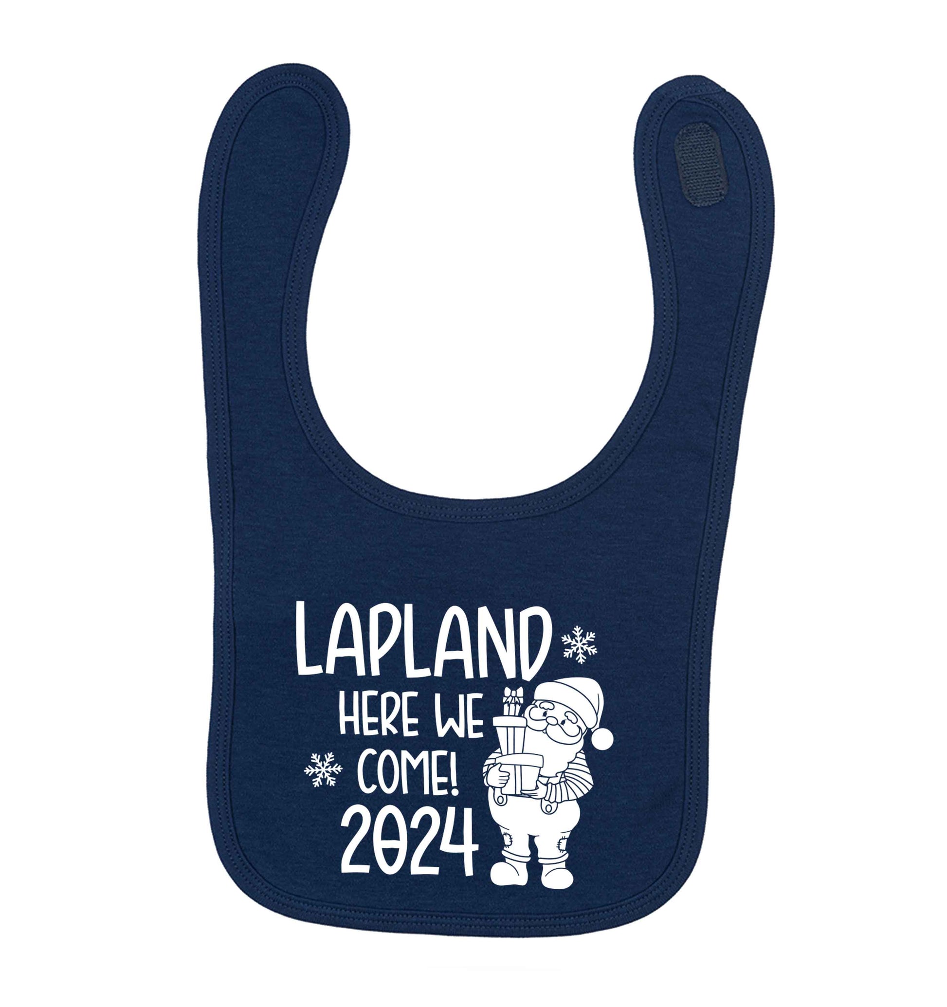 Lapland here we come navy baby bib