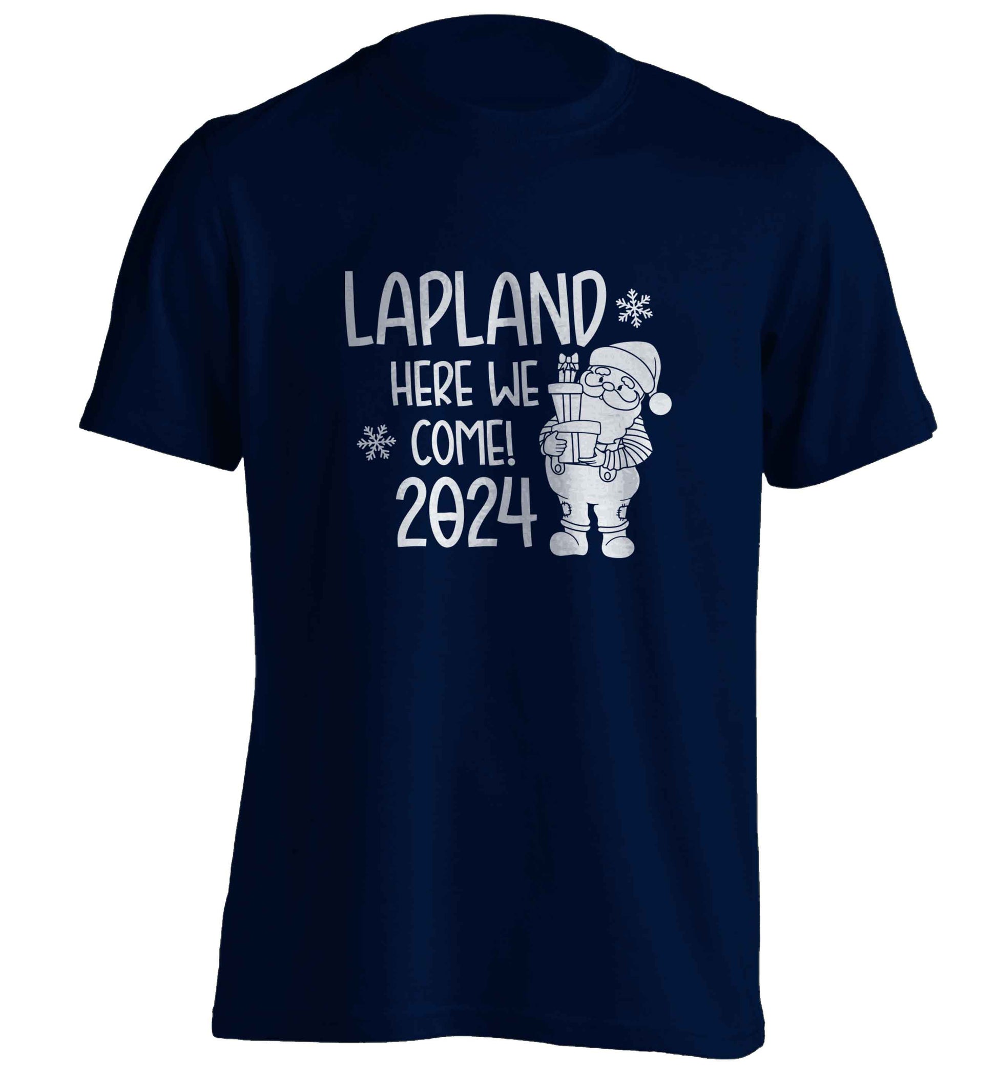Lapland here we come adults unisex navy Tshirt 2XL