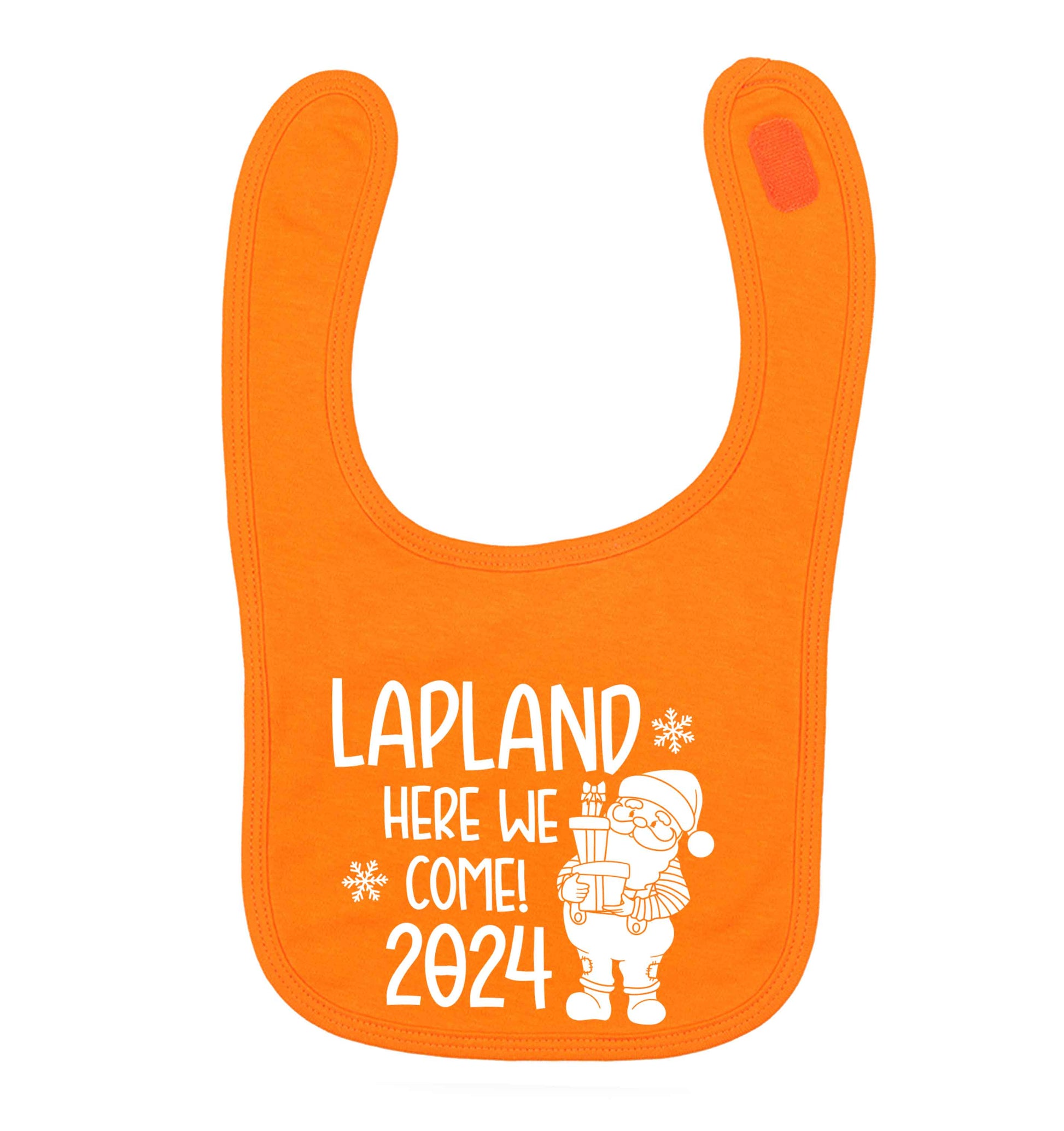 Lapland here we come orange baby bib