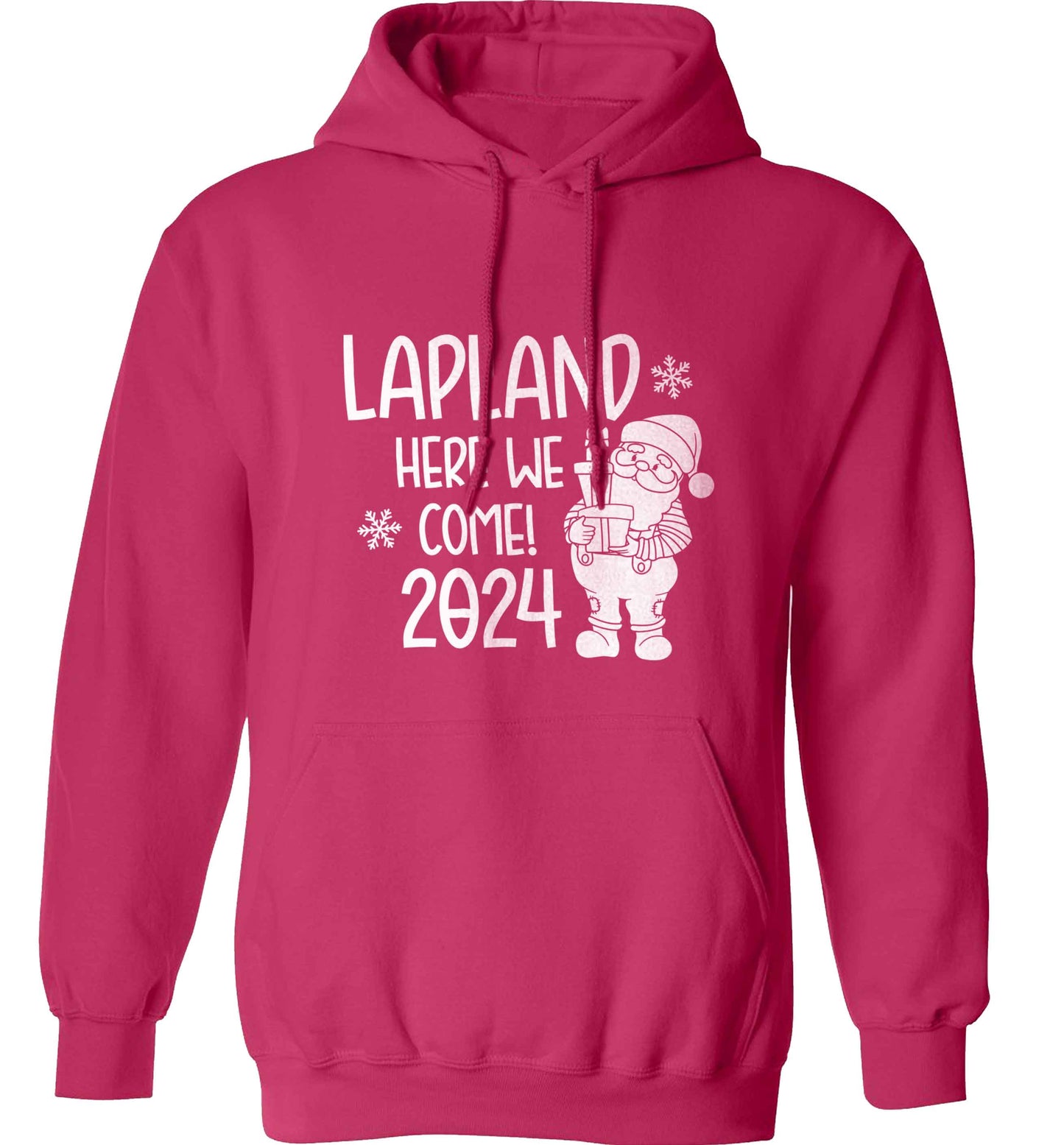 Lapland here we come adults unisex pink hoodie 2XL