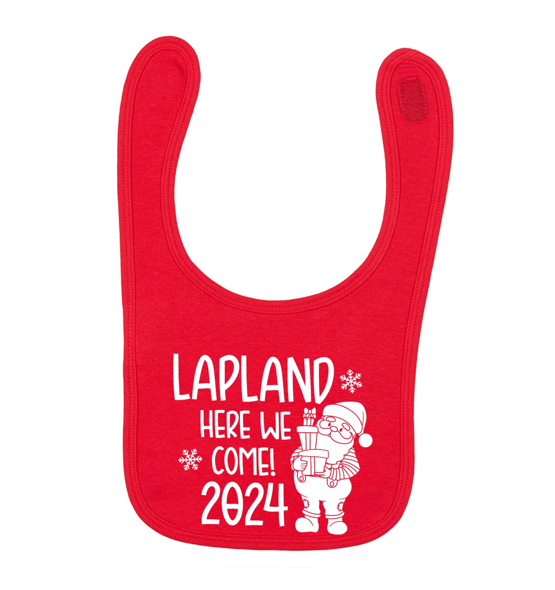 Lapland here we come red baby bib