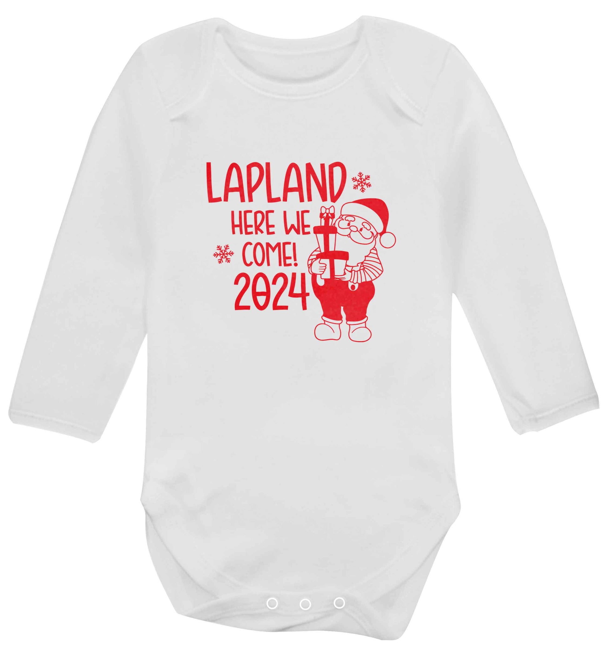 Lapland here we come baby vest long sleeved white 6-12 months