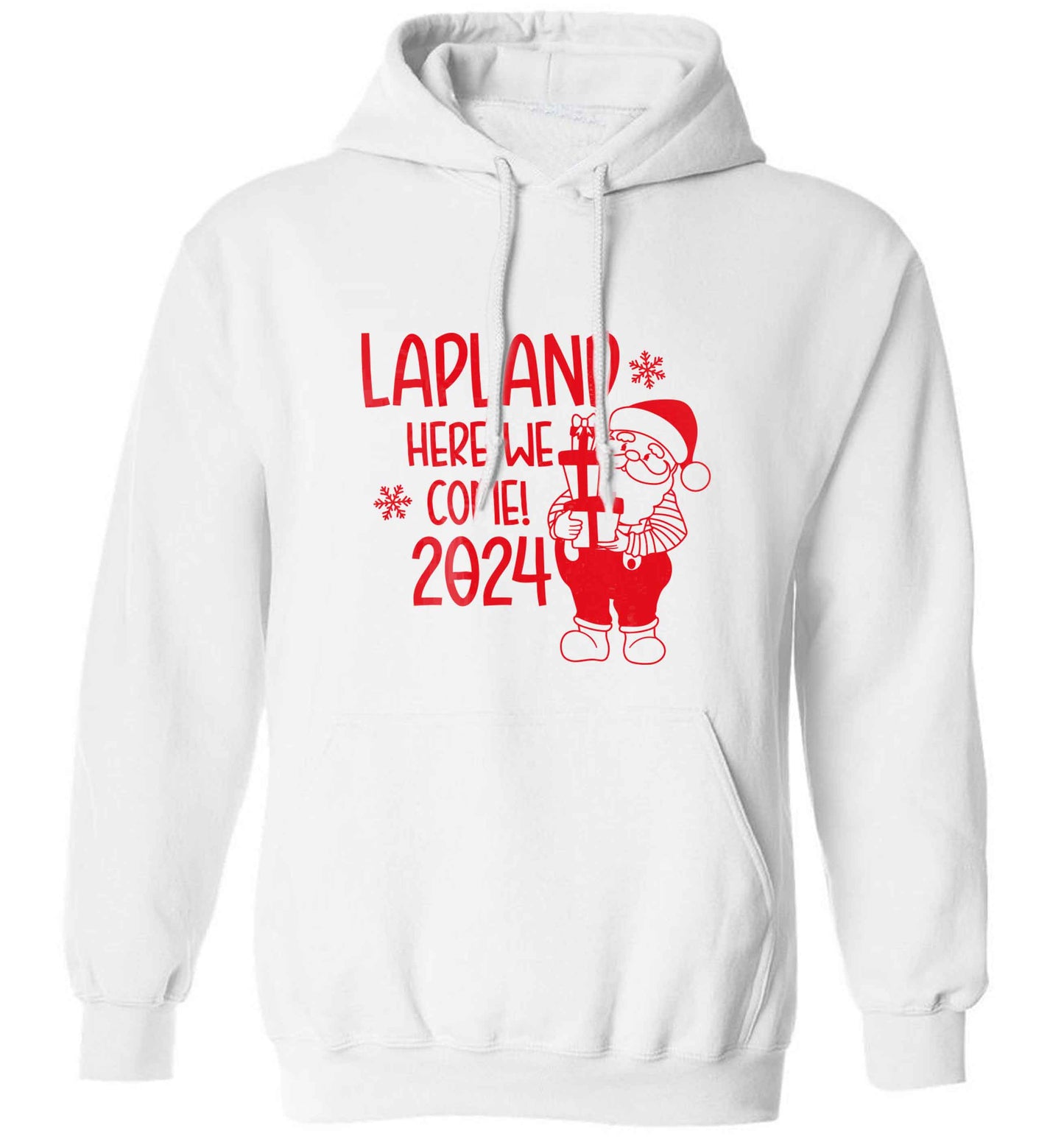 Lapland here we come adults unisex white hoodie 2XL