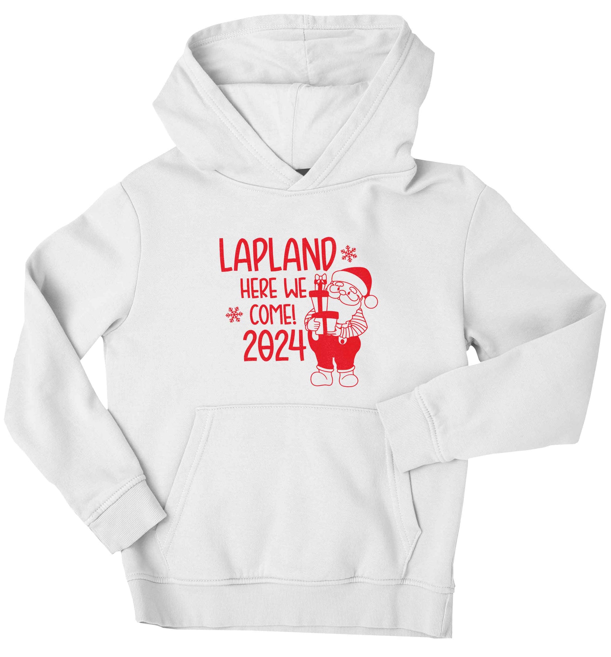 Lapland here we come children's white hoodie 12-13 Years