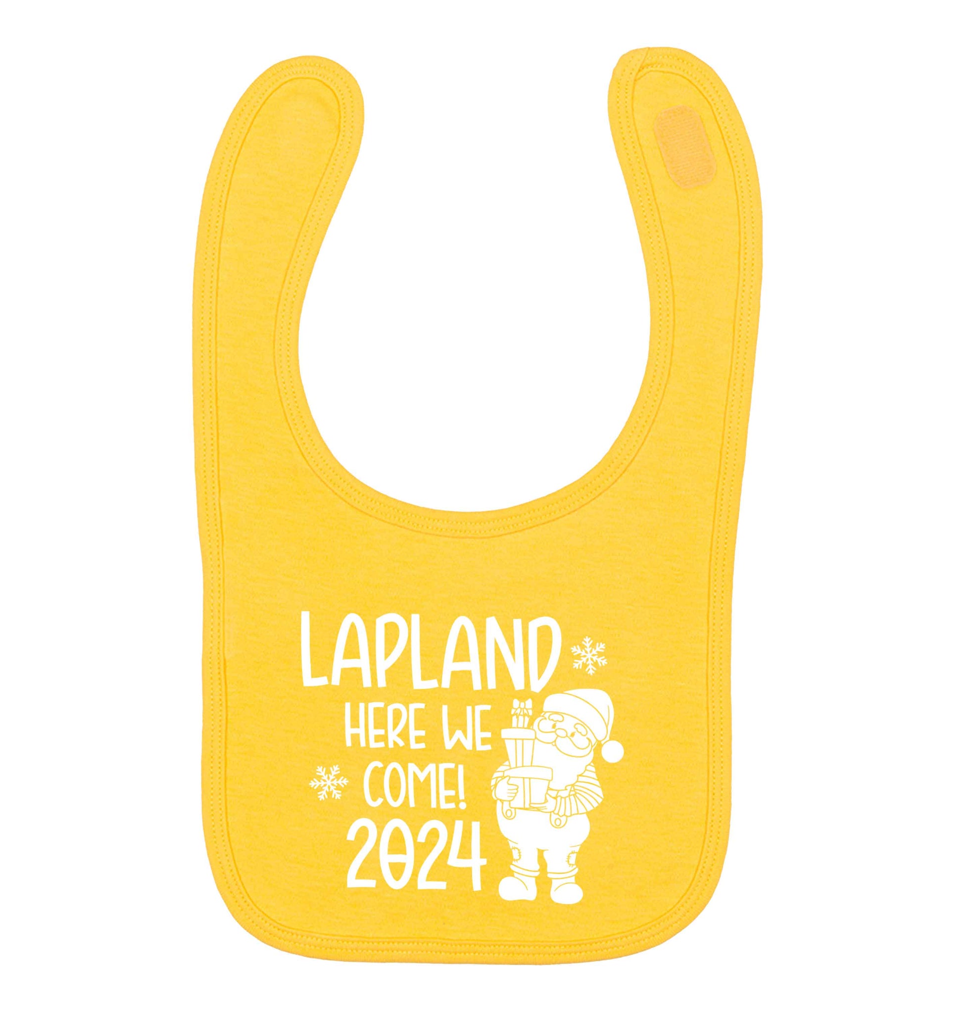 Lapland here we come yellow baby bib