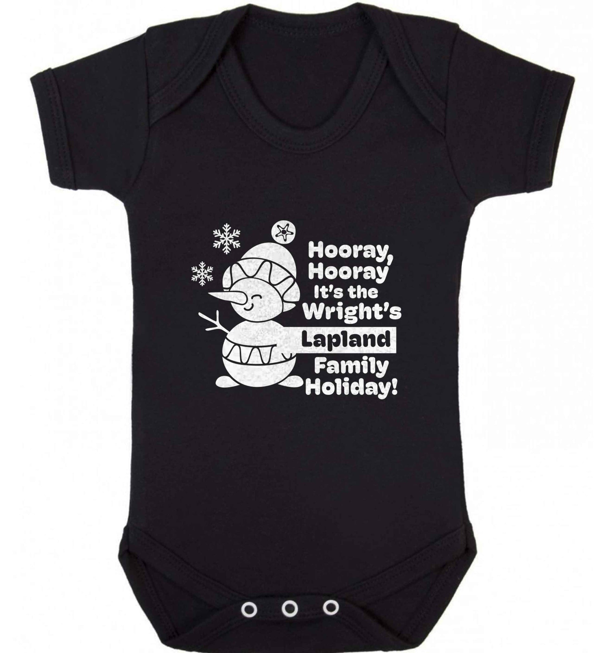 Hooray it's the personalised Lapland holiday! baby vest black 18-24 months