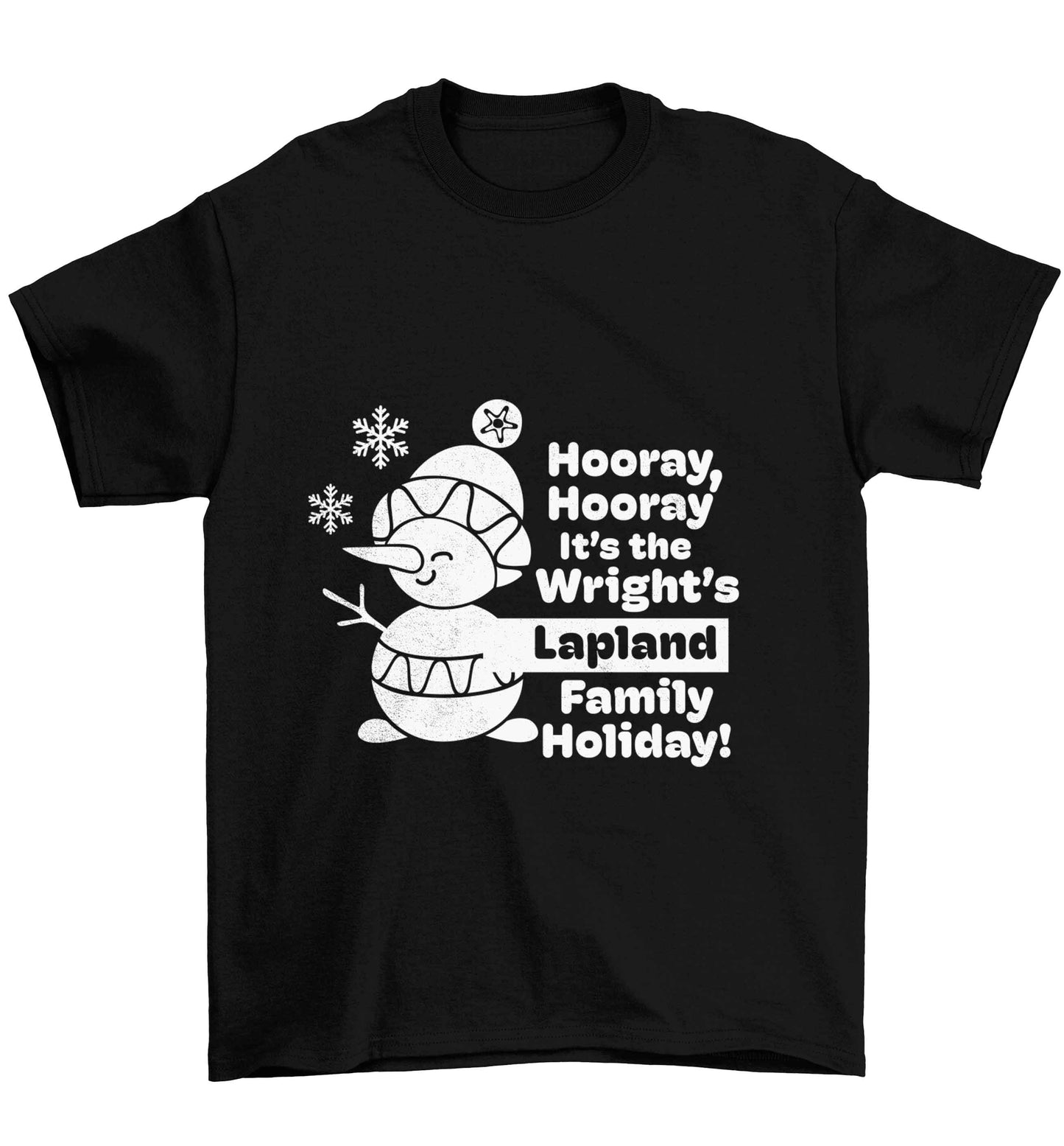 Hooray it's the personalised Lapland holiday! Children's black Tshirt 12-13 Years
