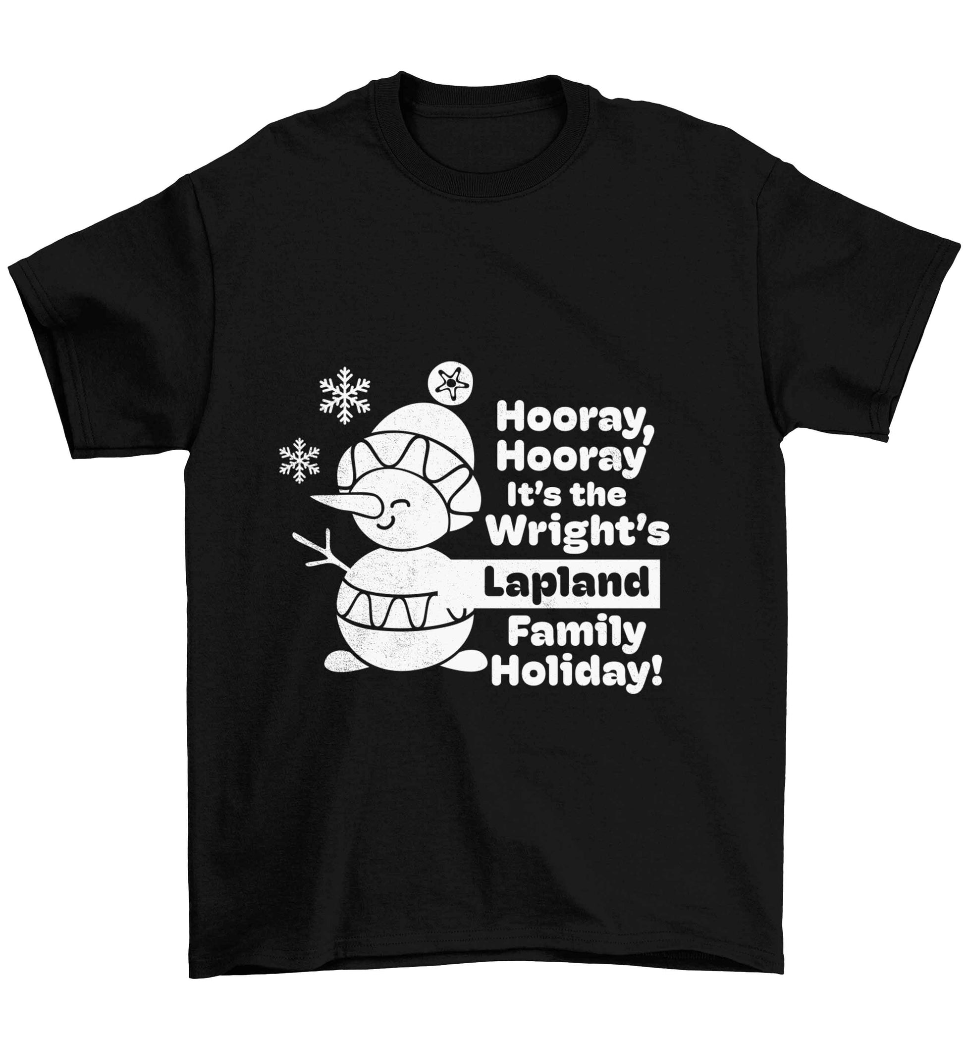 Hooray it's the personalised Lapland holiday! Children's black Tshirt 12-13 Years