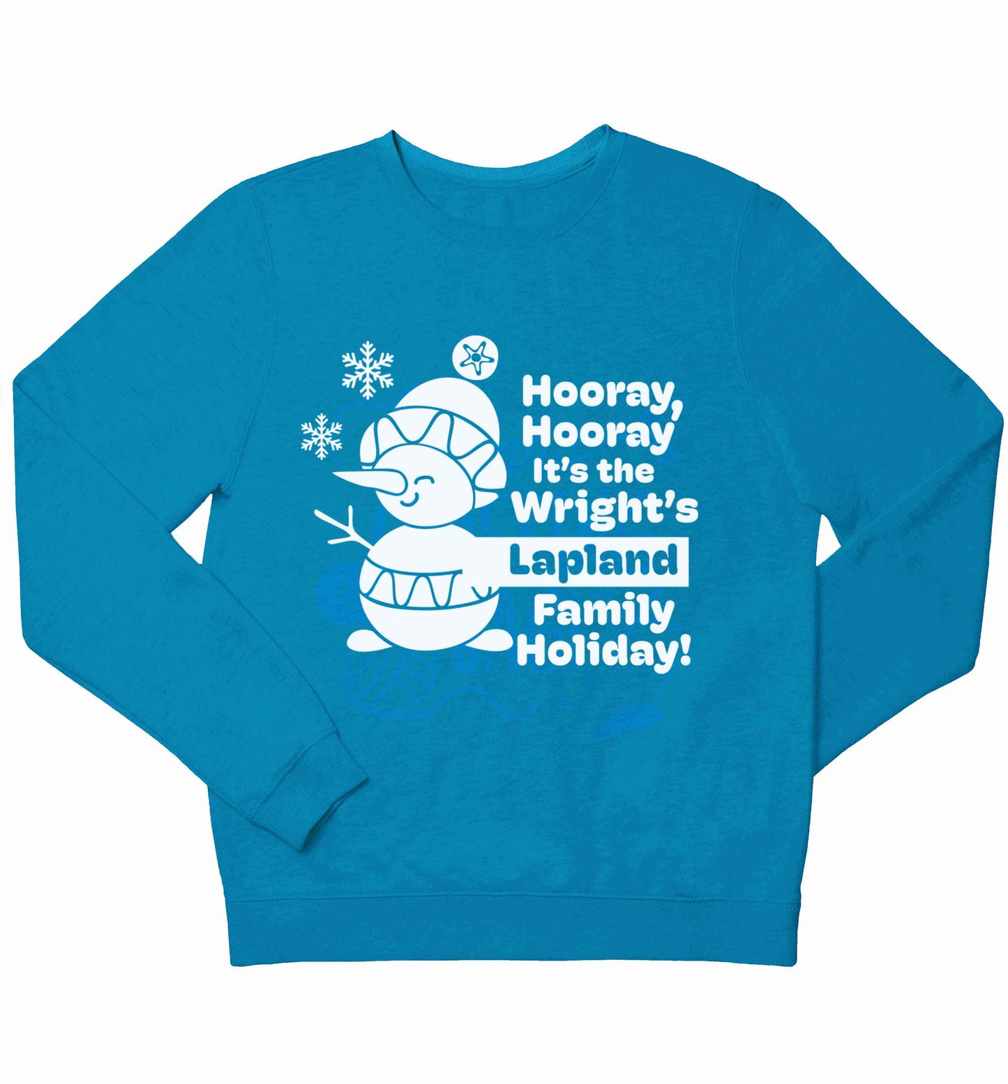 Hooray it's the personalised Lapland holiday! children's blue sweater 12-13 Years
