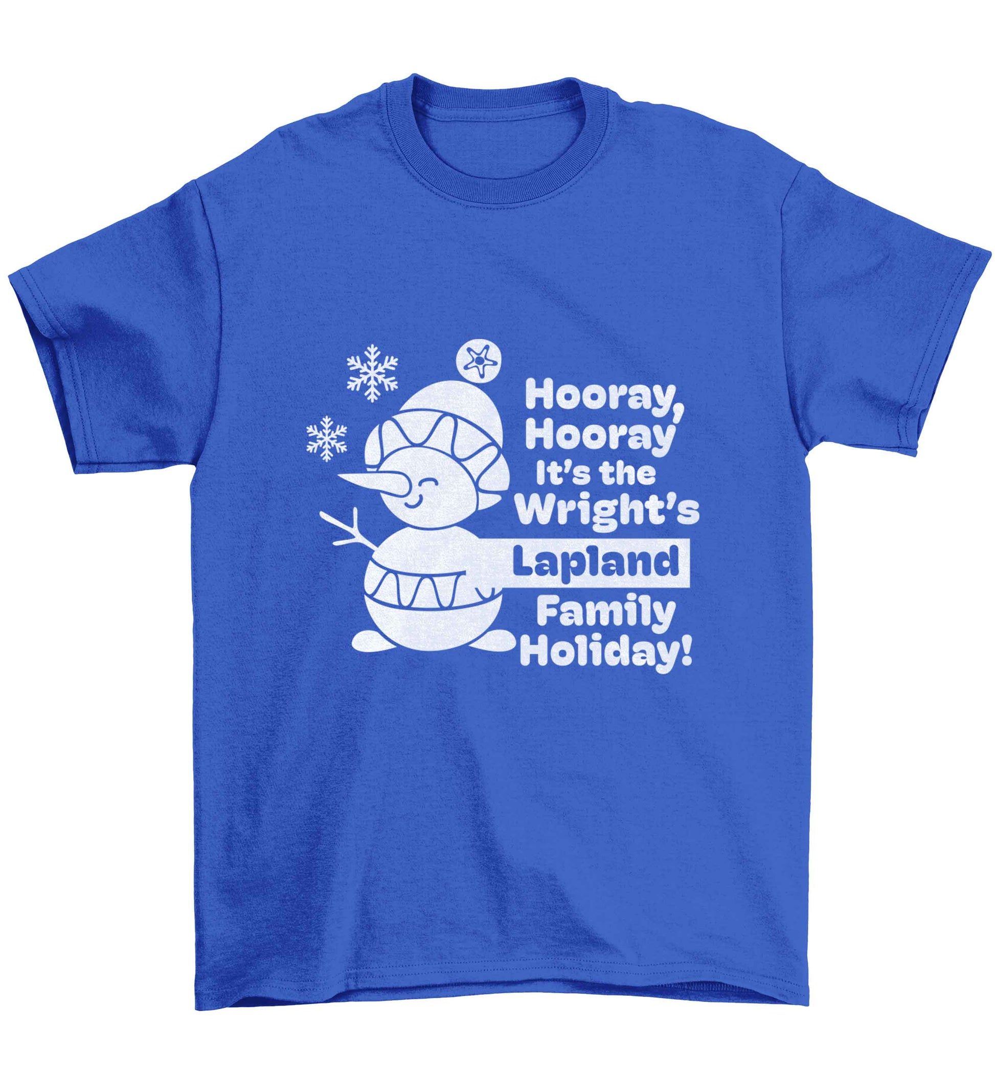 Hooray it's the personalised Lapland holiday! Children's blue Tshirt 12-13 Years