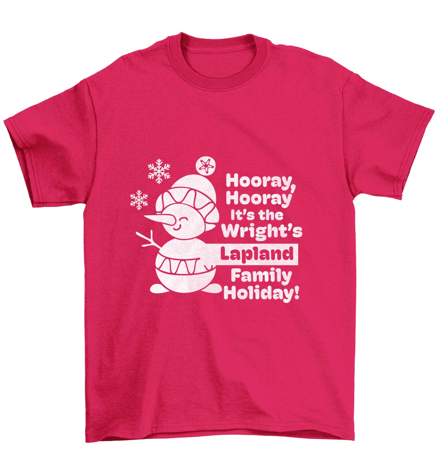 Hooray it's the personalised Lapland holiday! Children's pink Tshirt 12-13 Years