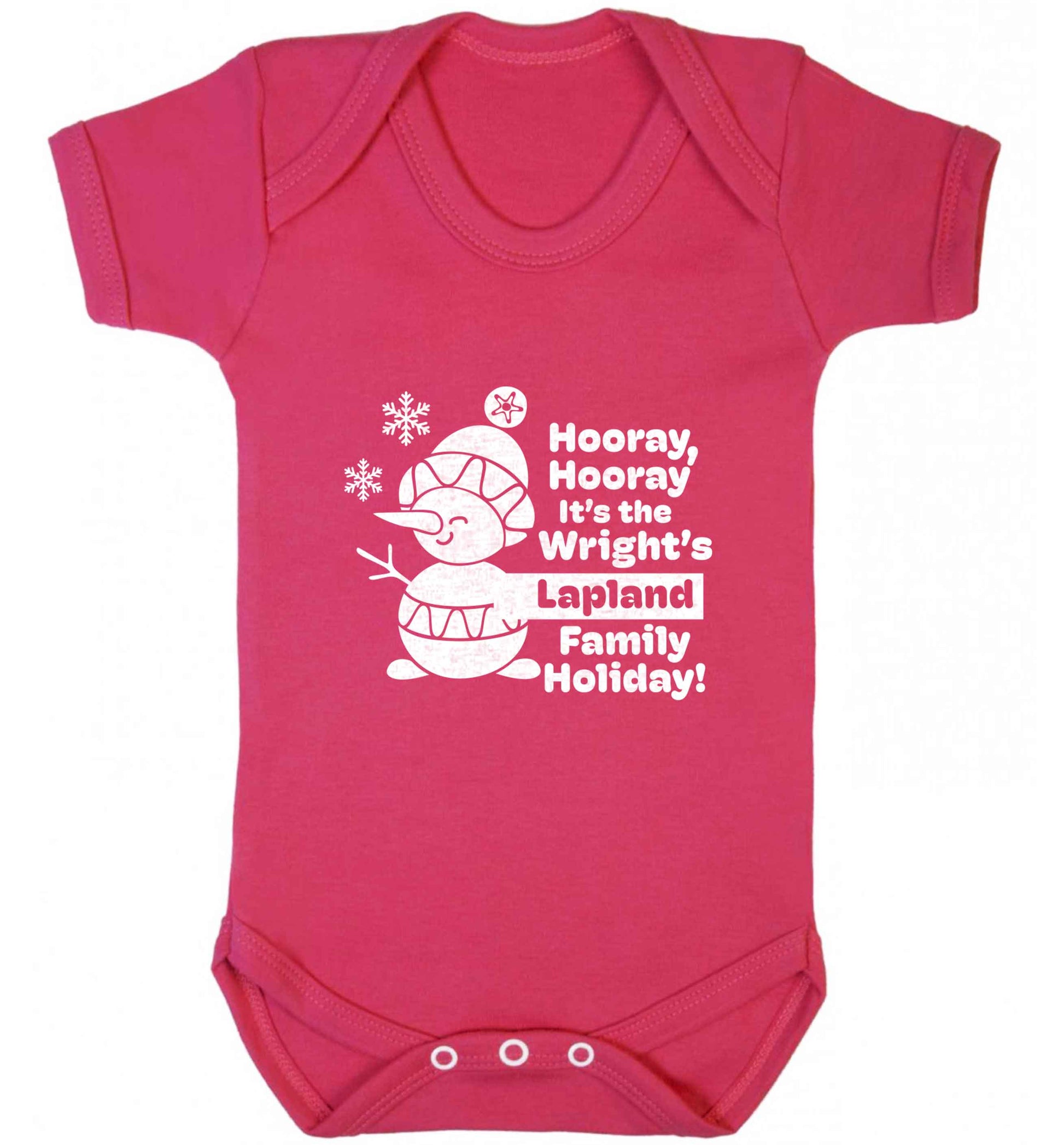 Hooray it's the personalised Lapland holiday! baby vest dark pink 18-24 months