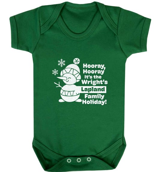 Hooray it's the personalised Lapland holiday! baby vest green 18-24 months