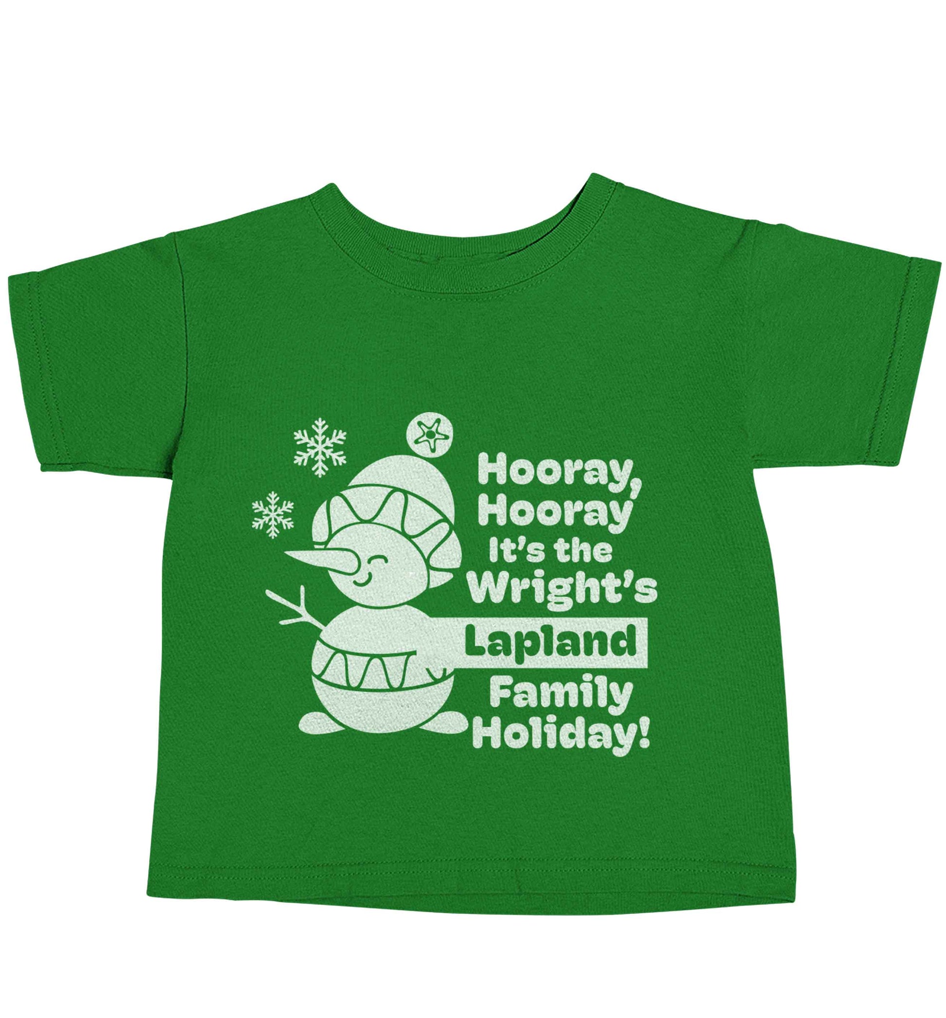 Hooray it's the personalised Lapland holiday! green baby toddler Tshirt 2 Years