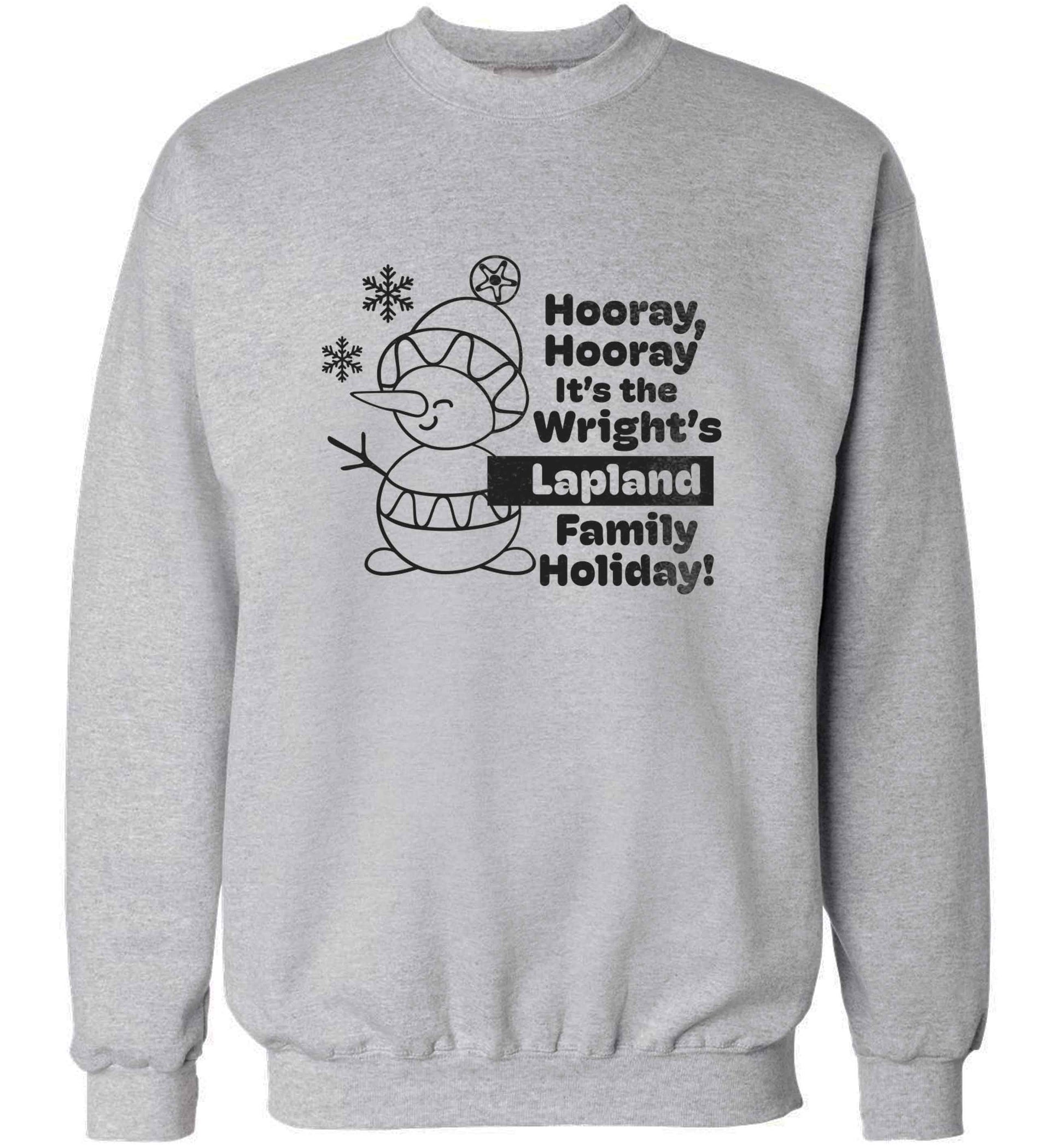 Hooray it's the personalised Lapland holiday! adult's unisex grey sweater 2XL
