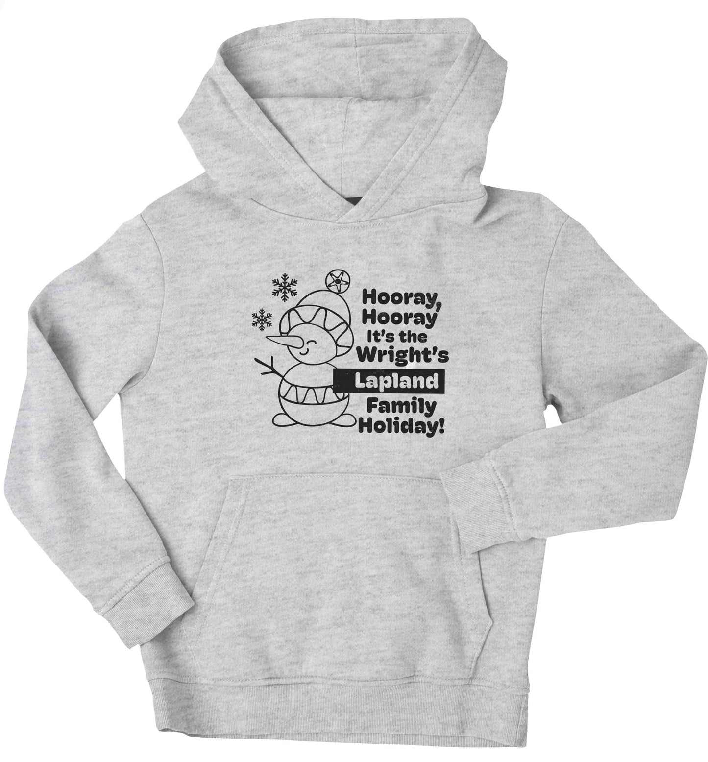 Hooray it's the personalised Lapland holiday! children's grey hoodie 12-13 Years