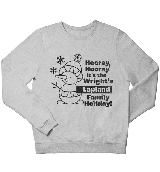 Hooray it's the personalised Lapland holiday! children's grey sweater 12-13 Years