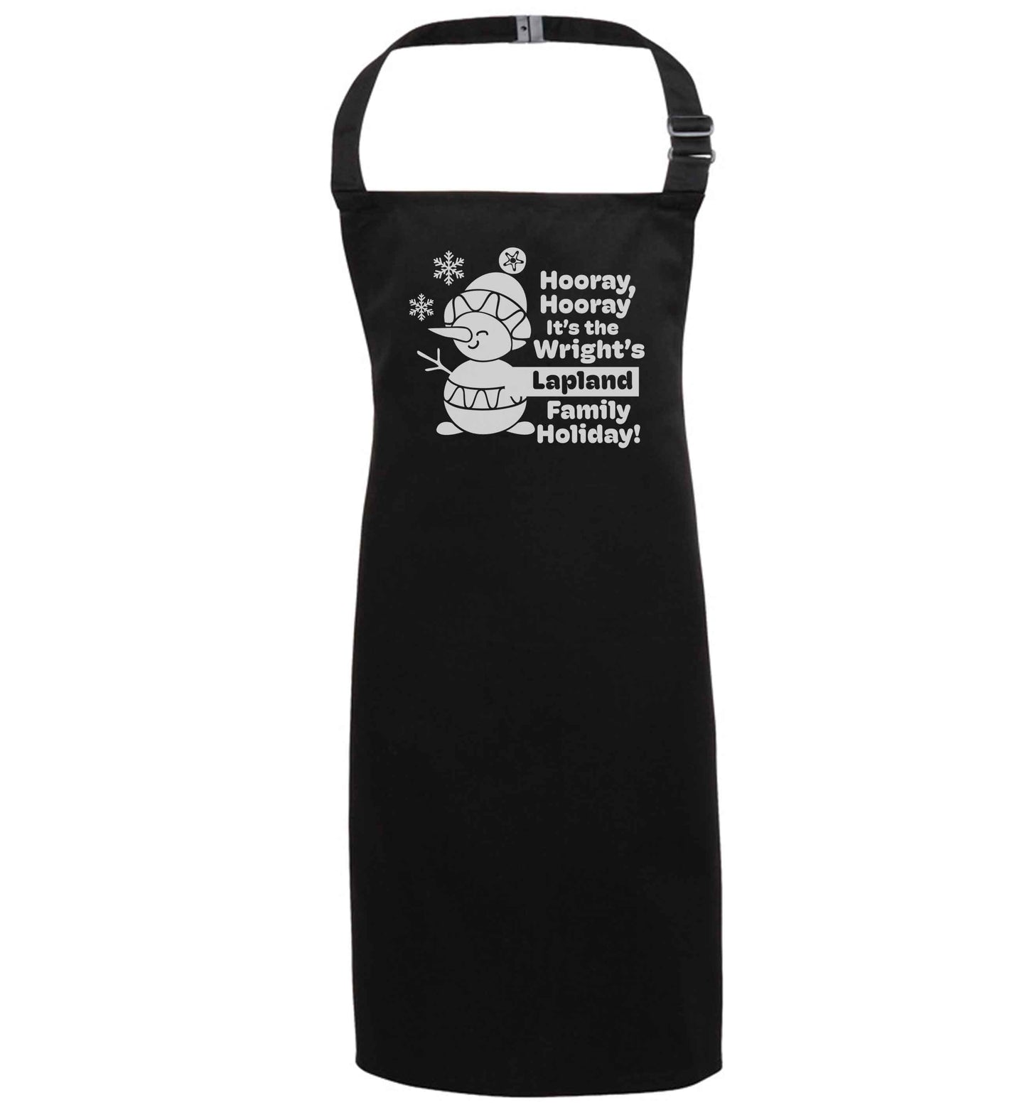 Hooray it's the personalised Lapland holiday! black apron 7-10 years