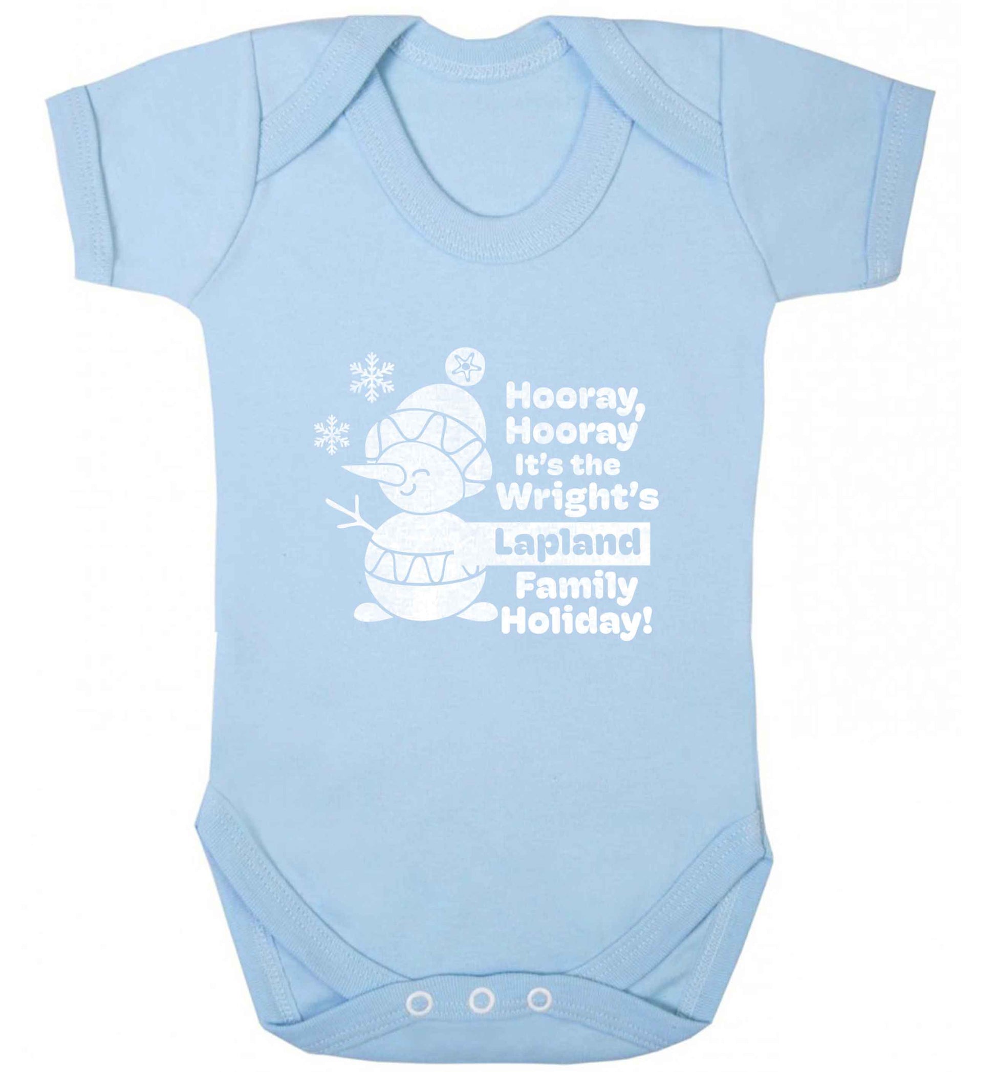 Hooray it's the personalised Lapland holiday! baby vest pale blue 18-24 months