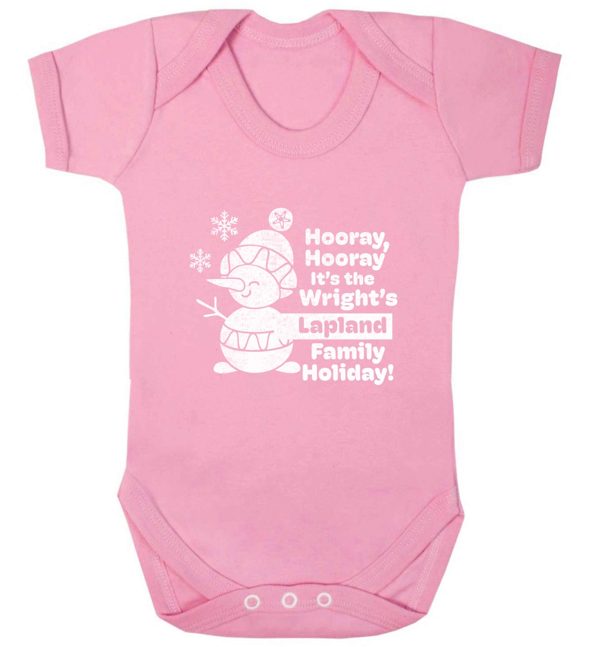 Hooray it's the personalised Lapland holiday! baby vest pale pink 18-24 months
