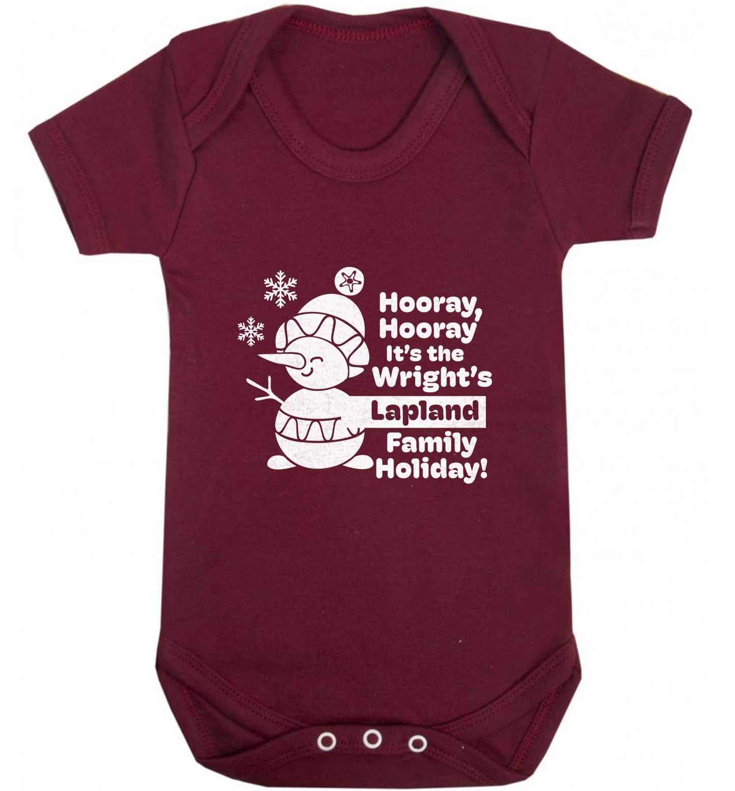 Hooray it's the personalised Lapland holiday! baby vest maroon 18-24 months