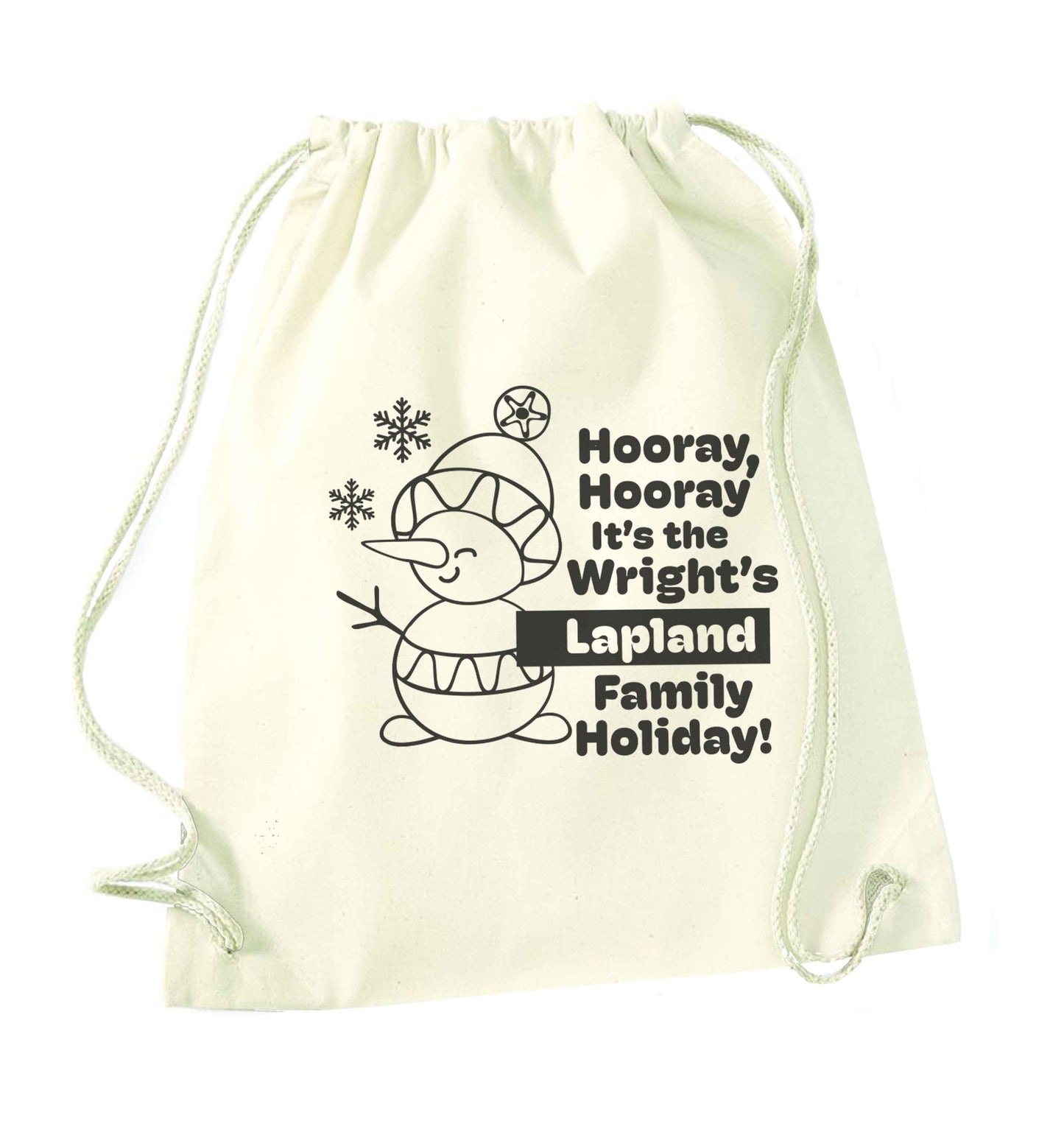 Hooray it's the personalised Lapland holiday! natural drawstring bag