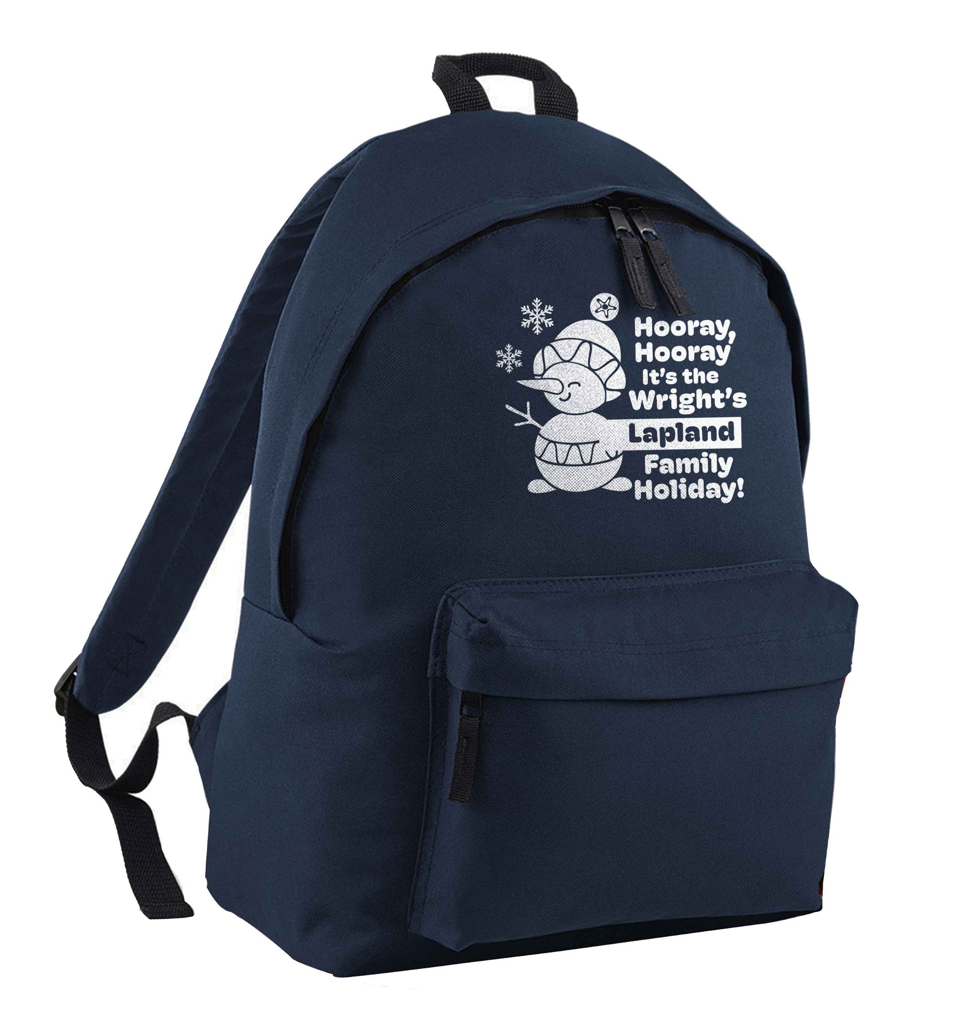 Hooray it's the personalised Lapland holiday! navy adults backpack