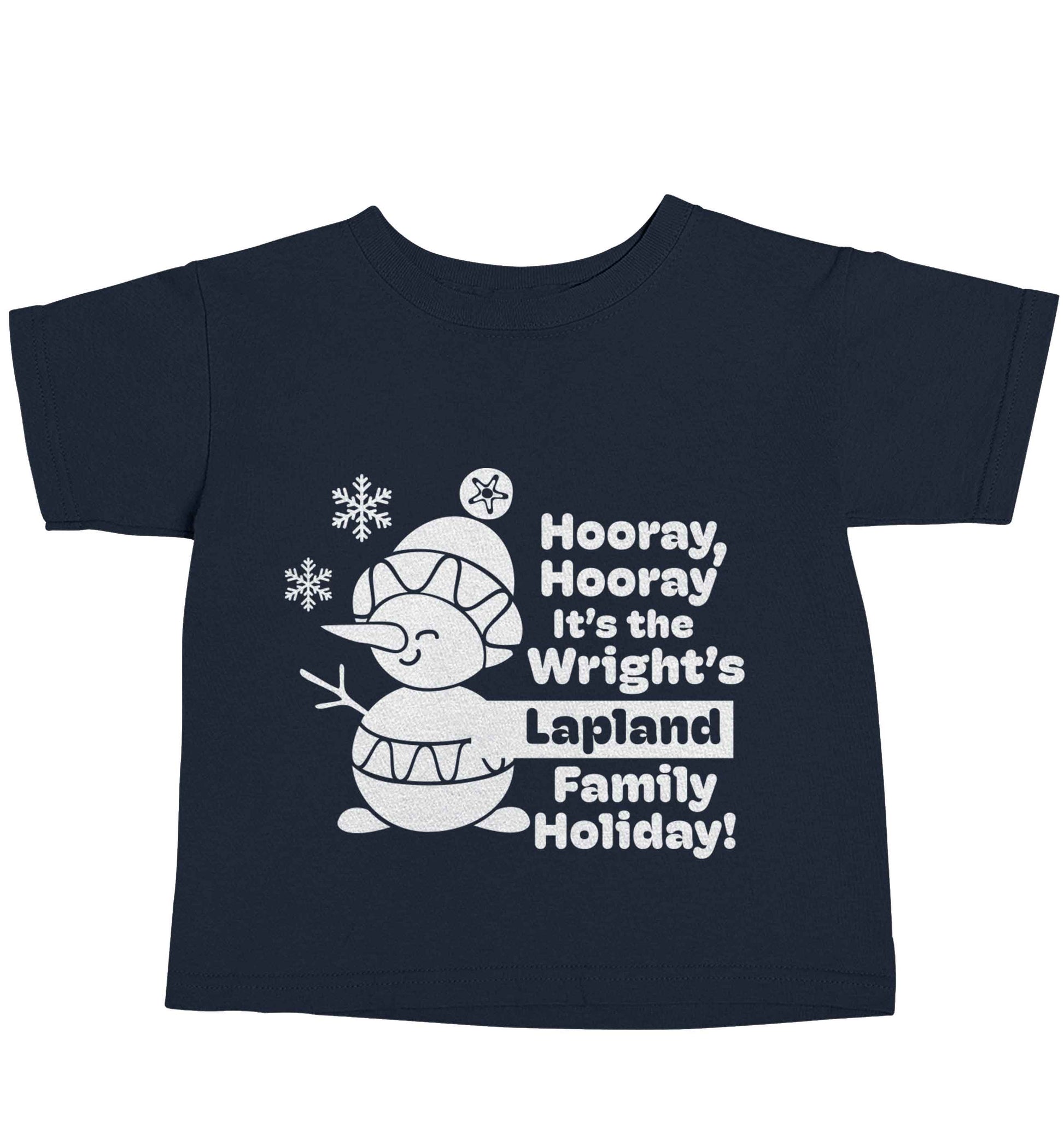 Hooray it's the personalised Lapland holiday! navy baby toddler Tshirt 2 Years
