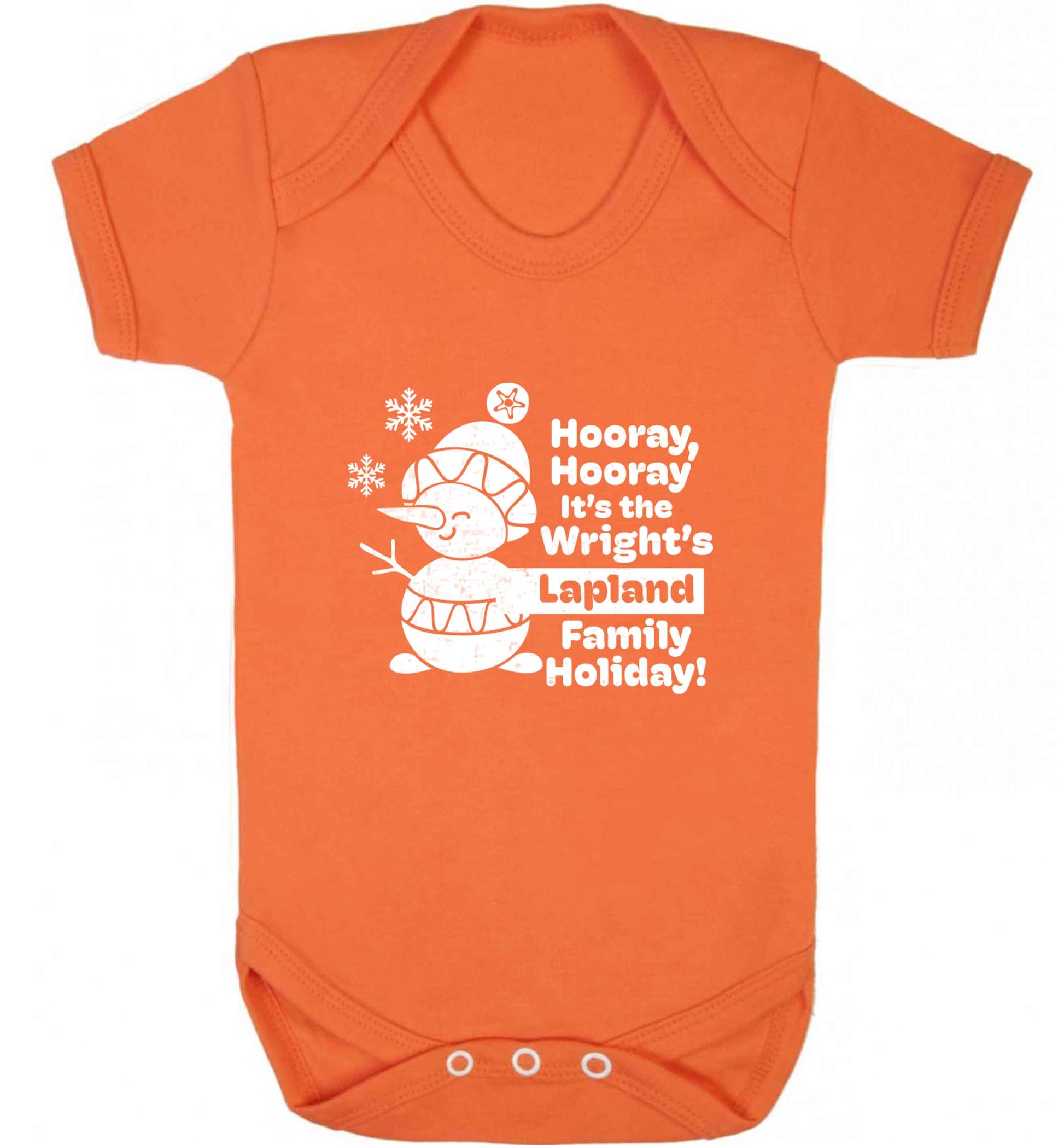 Hooray it's the personalised Lapland holiday! baby vest orange 18-24 months