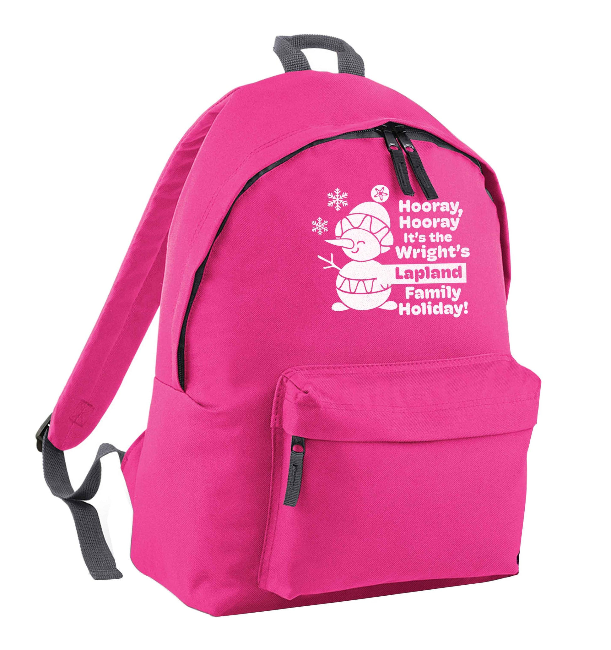 Hooray it's the personalised Lapland holiday! pink adults backpack