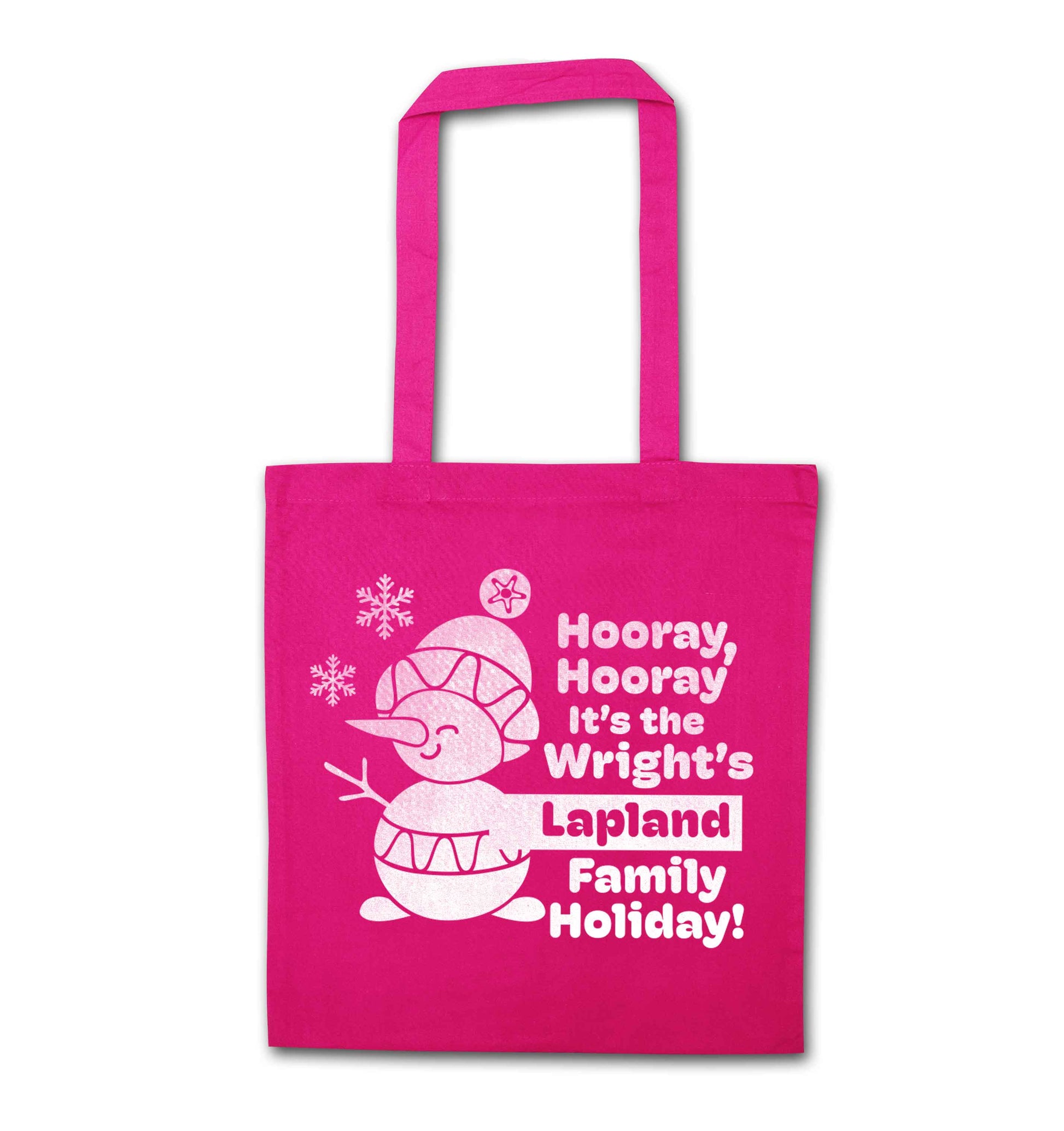Hooray it's the personalised Lapland holiday! pink tote bag
